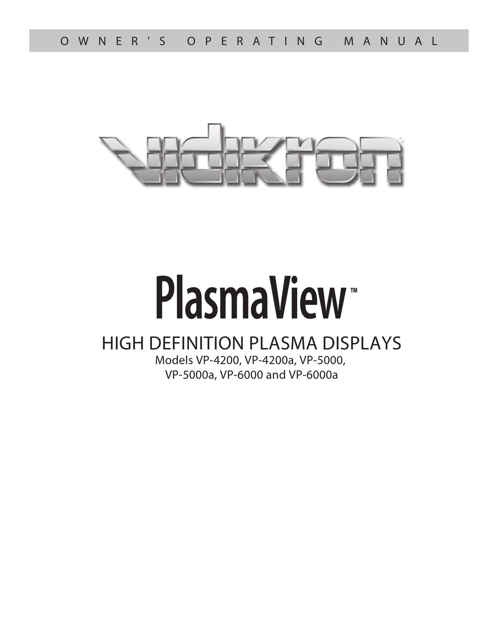 Vidikron VP-5000 Flat Panel Television User Manual