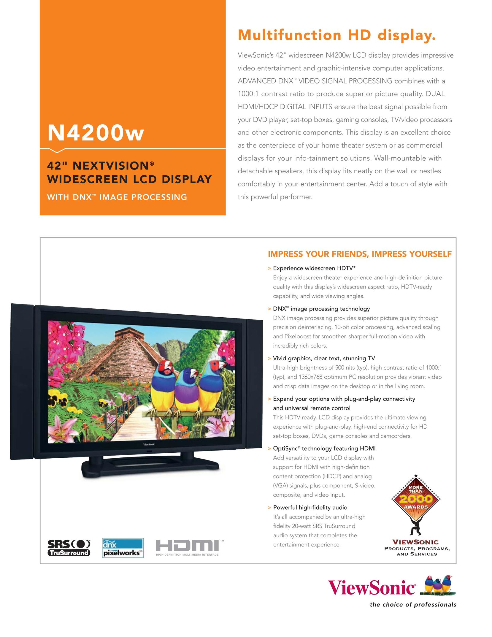 ViewSonic N4200w 42 Flat Panel Television User Manual