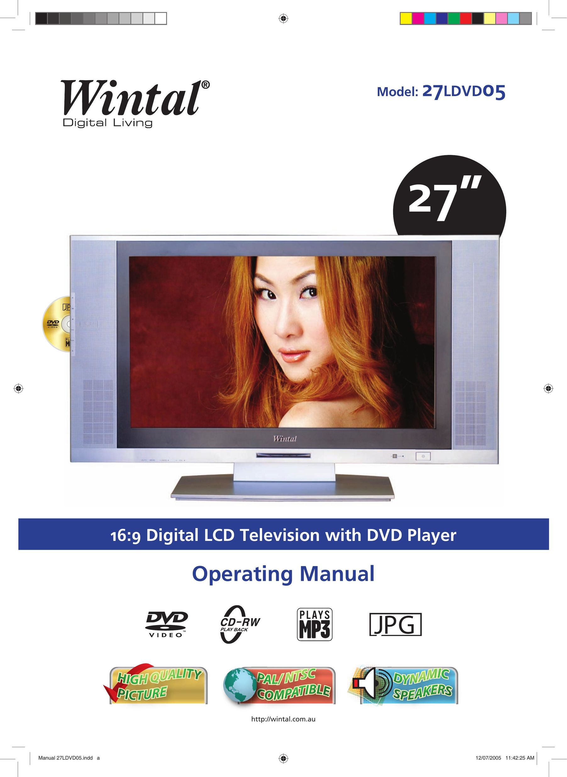 Wintal 27LDV05 Flat Panel Television User Manual