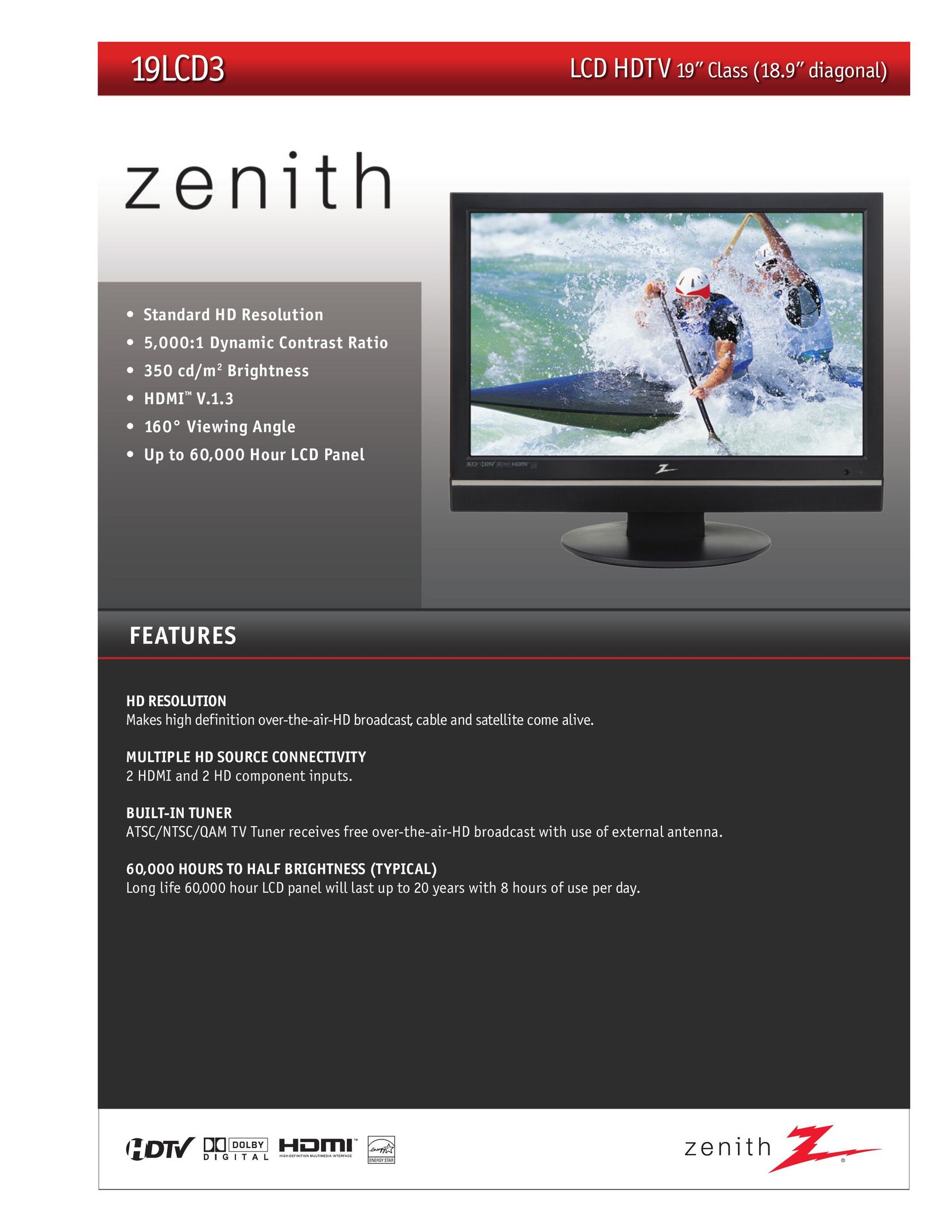 Zenith 19LCD3 Flat Panel Television User Manual