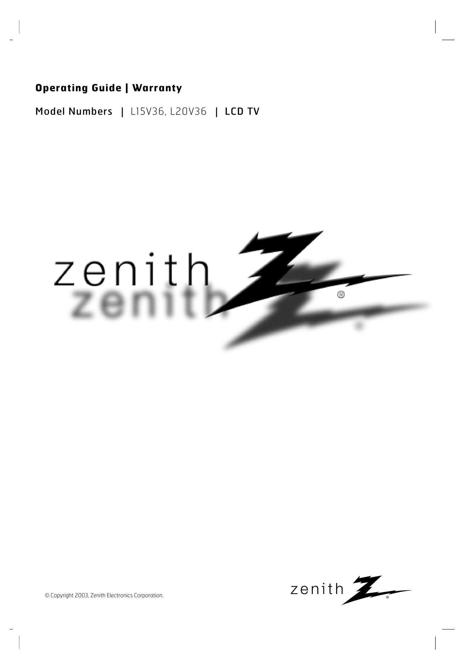 Zenith L15V36 Flat Panel Television User Manual