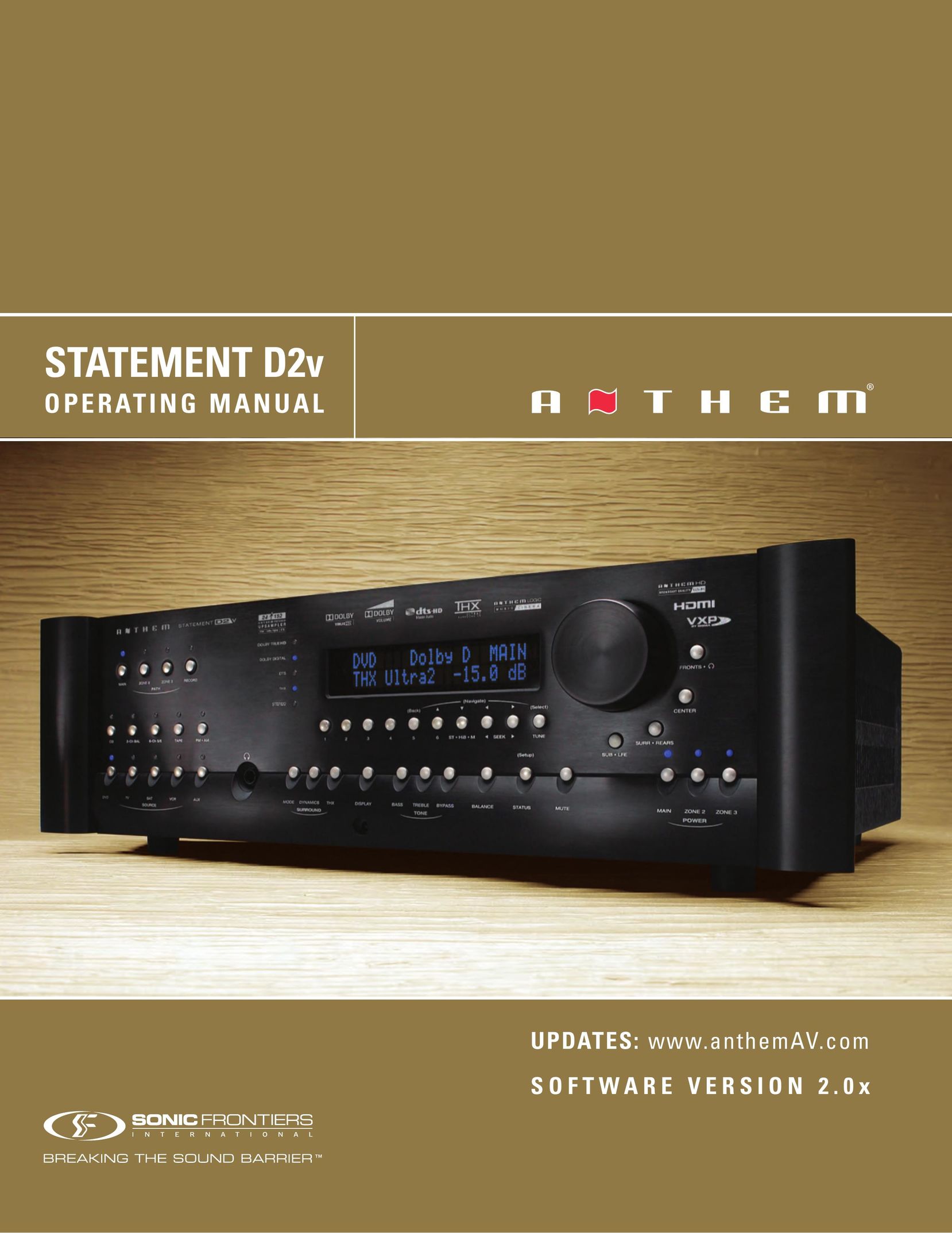 Anthem Audio D2V Home Theater Screen User Manual