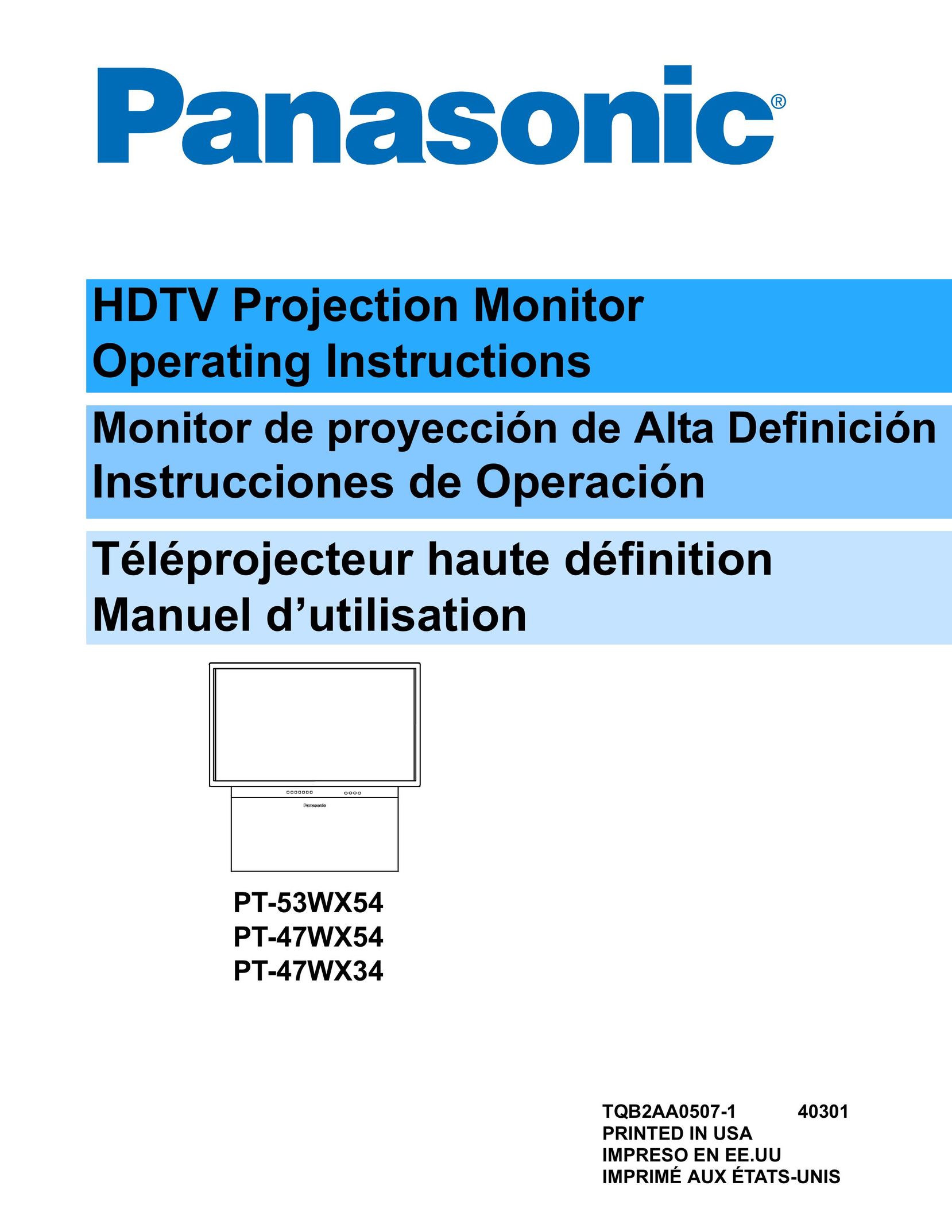 Panasonic PT-53WX54 Home Theater Screen User Manual