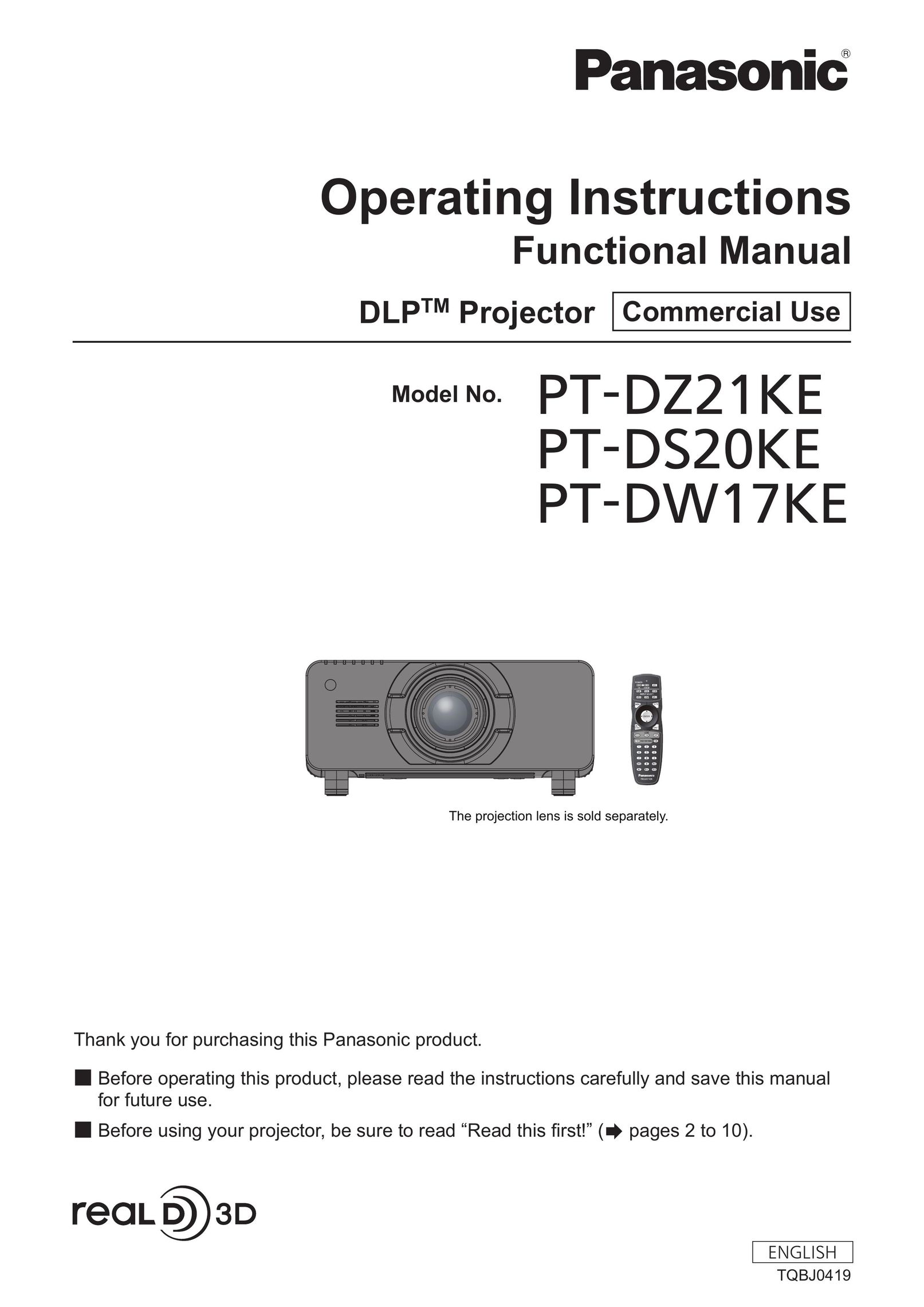 Panasonic PT-DS20KE Home Theater Screen User Manual