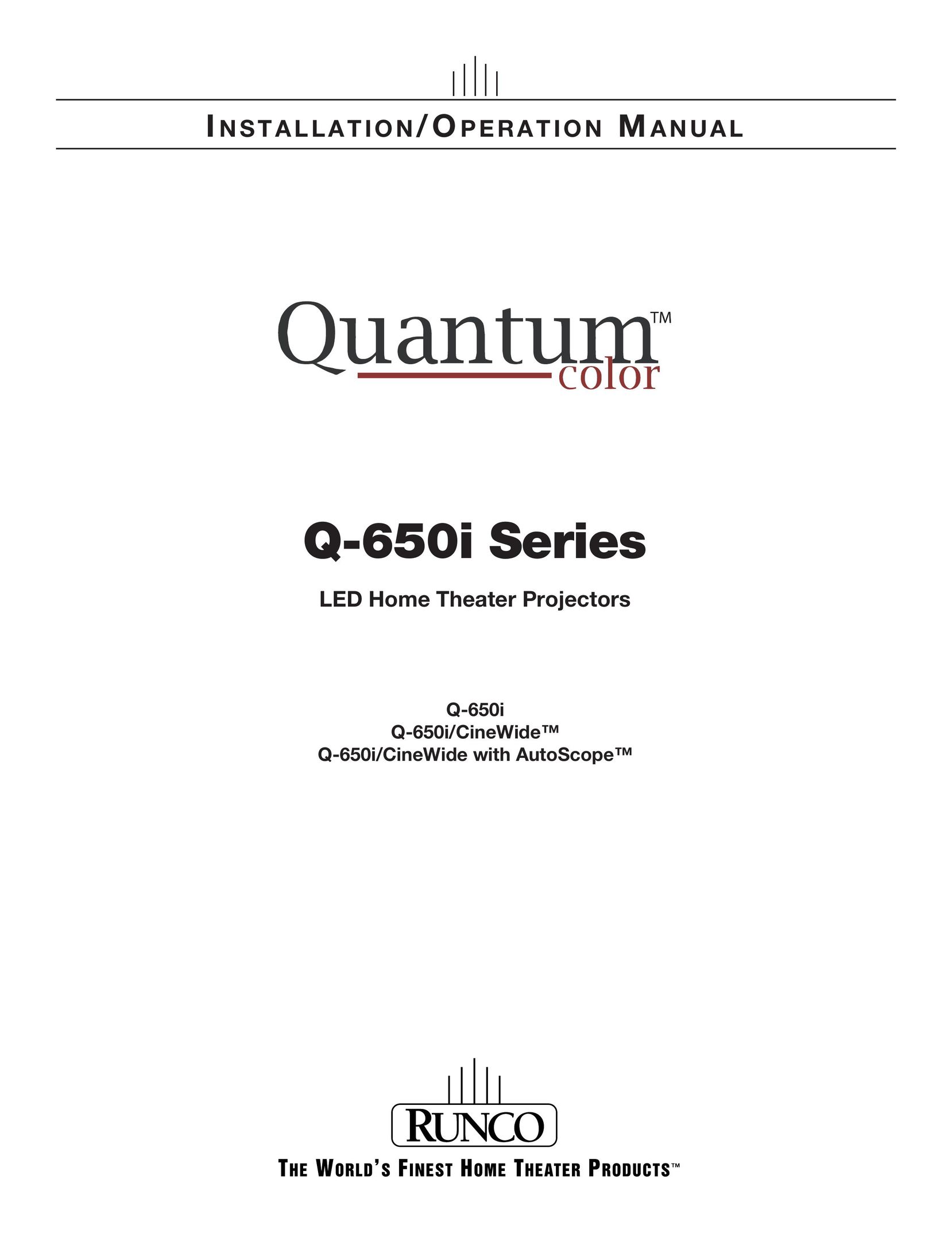 Runco Q-650i Home Theater Screen User Manual