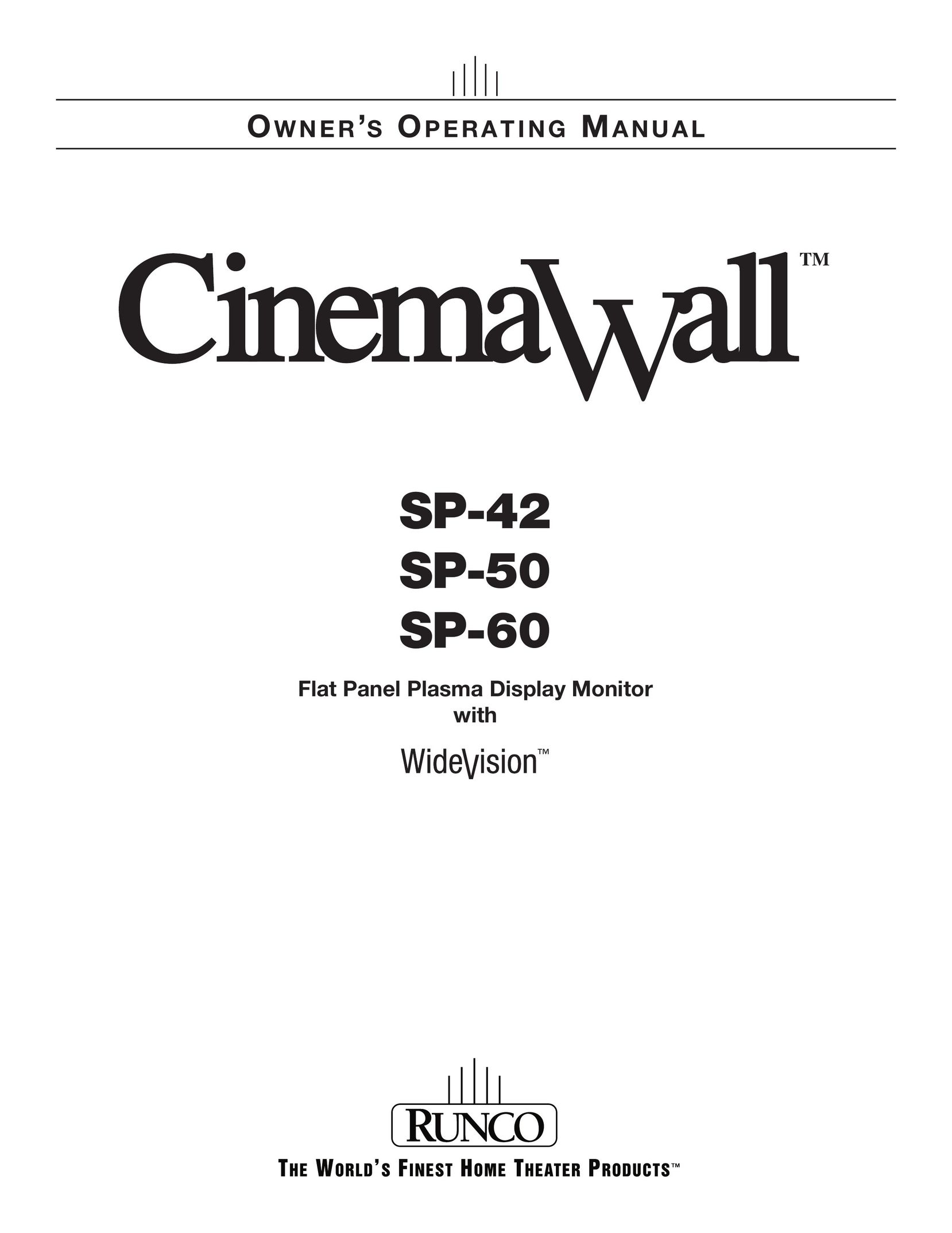 Runco SP-42 Home Theater Screen User Manual