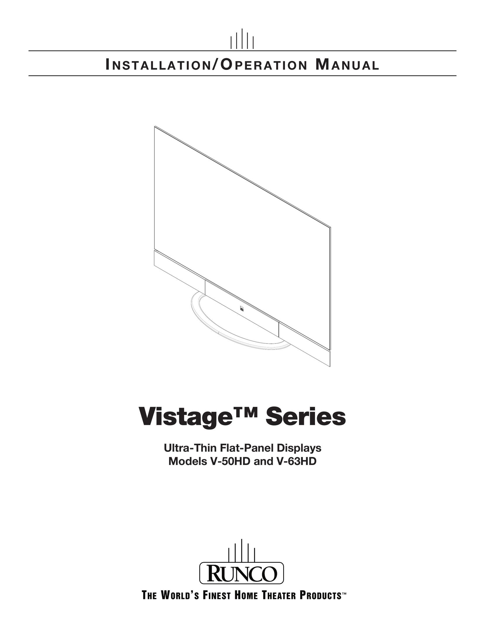 Runco V-63HD Home Theater Screen User Manual