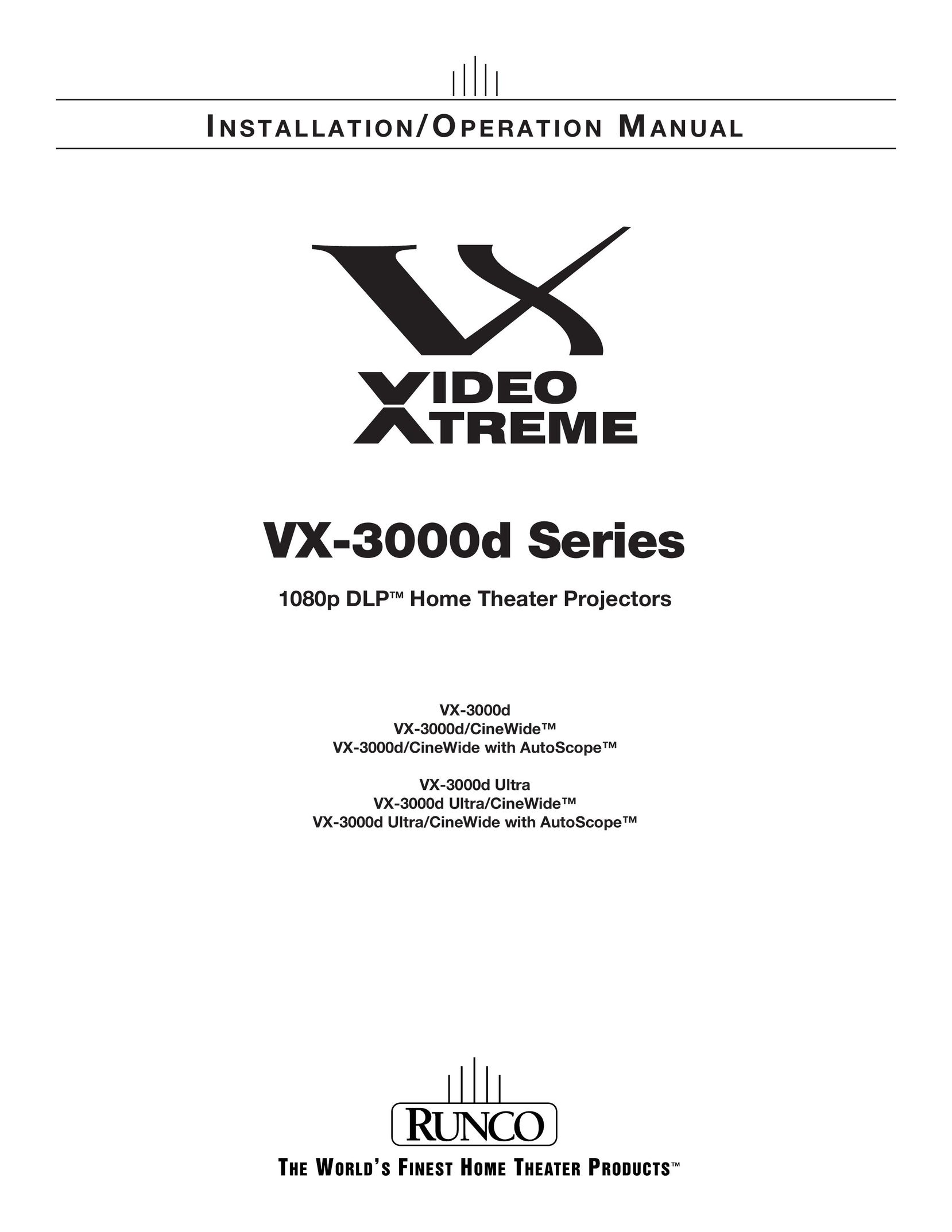 Runco VX-3000D Home Theater Screen User Manual