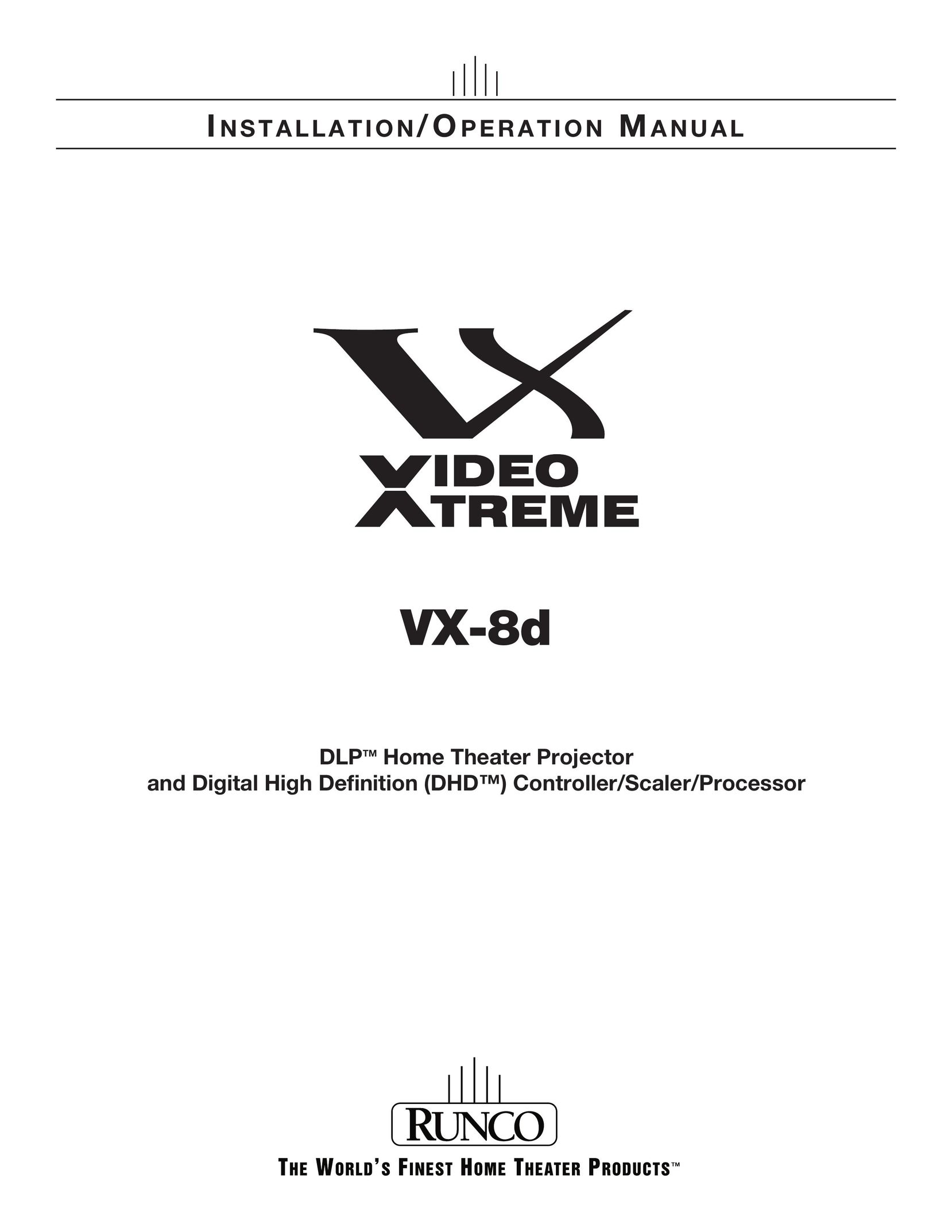Runco VX-8D Home Theater Screen User Manual