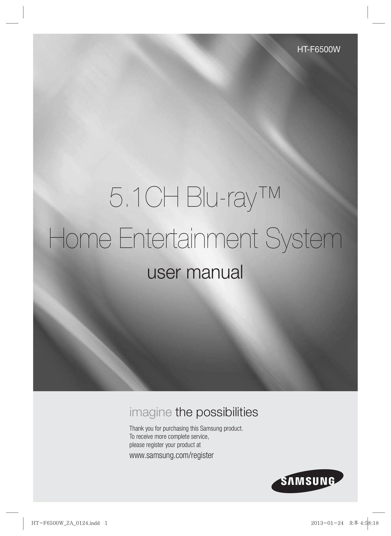 Samsung HTF6500WZA Home Theater Screen User Manual