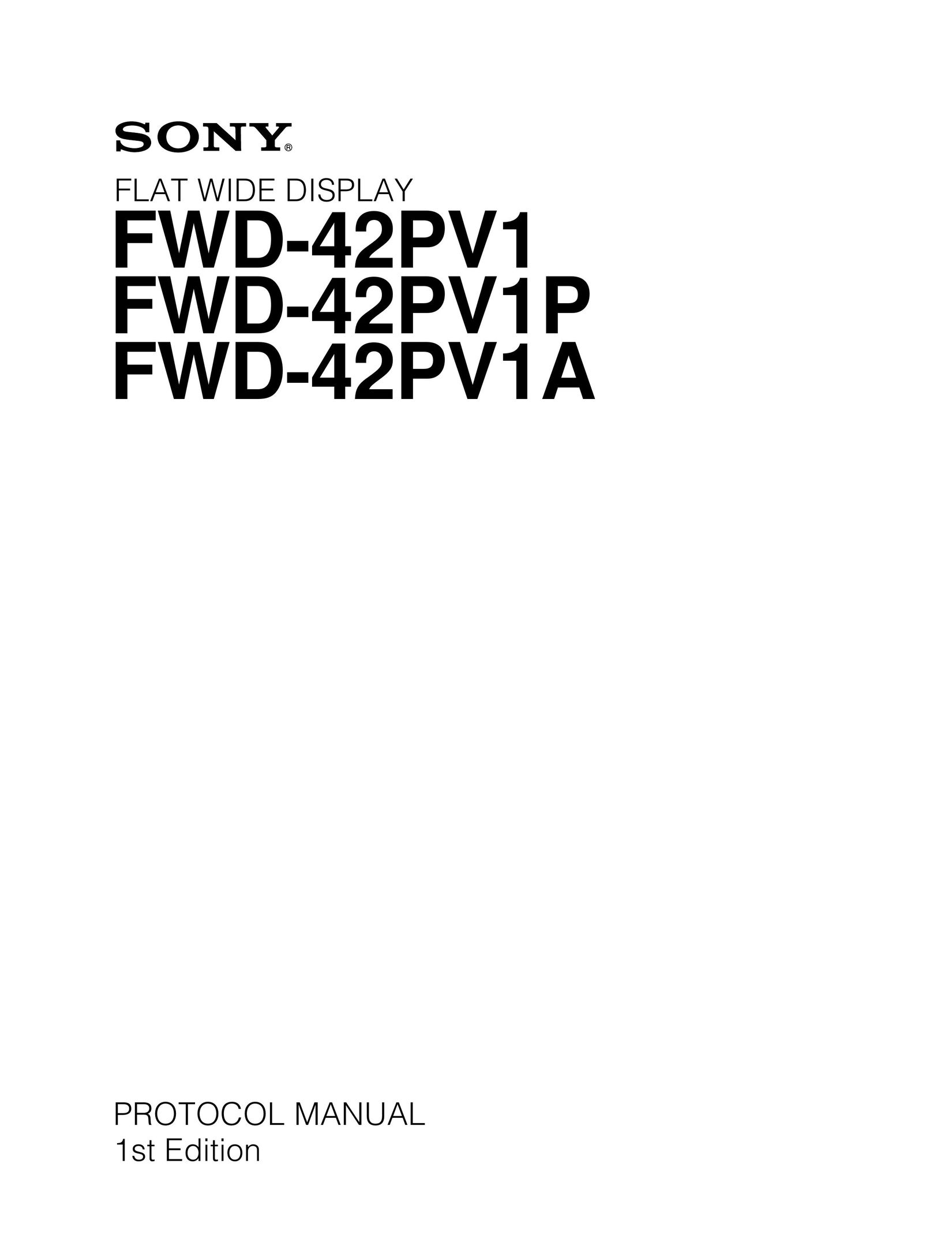 Sony FWD- 42PV1 Home Theater Screen User Manual
