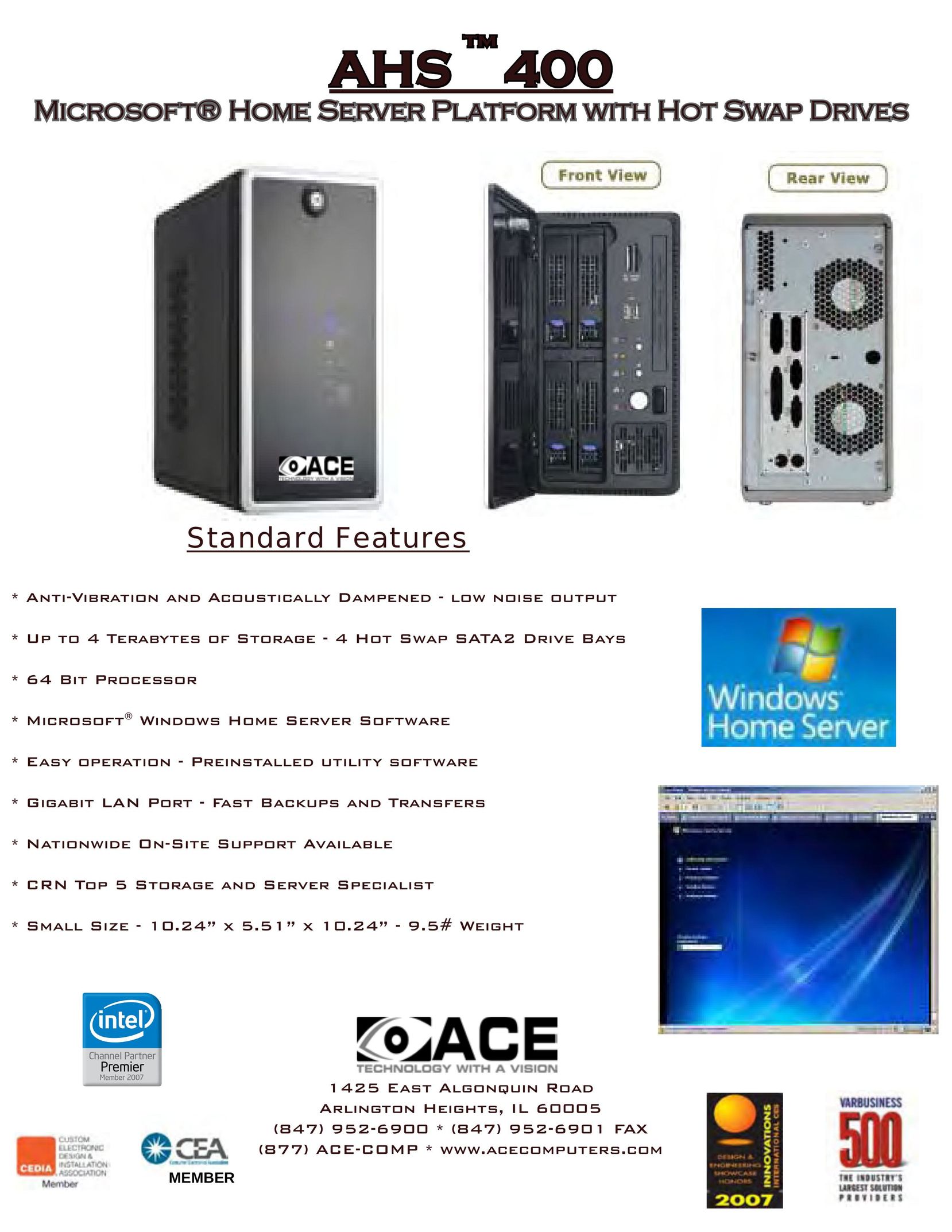 Ace AHS 400 Home Theater Server User Manual