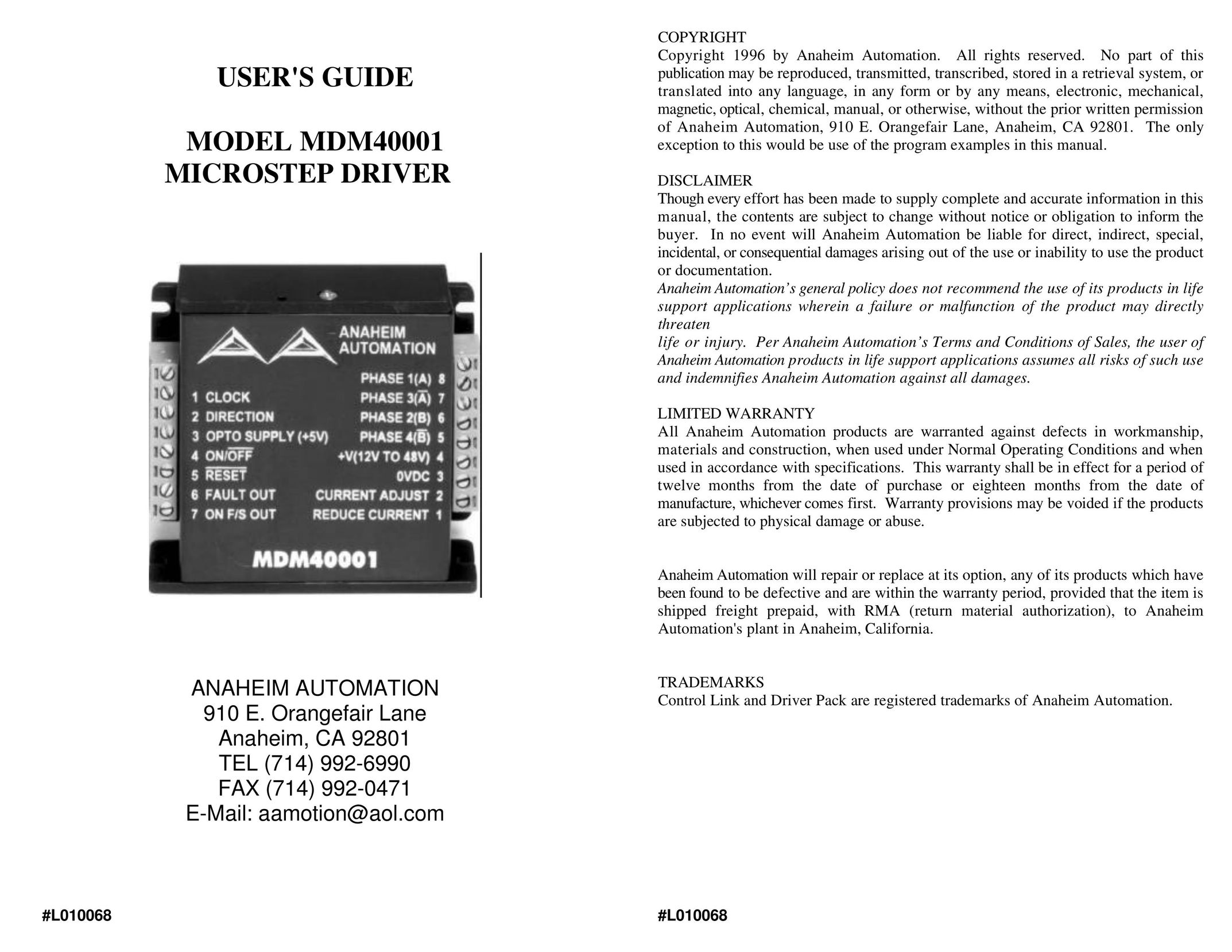 Anaheim MDM40001 Home Theater Server User Manual