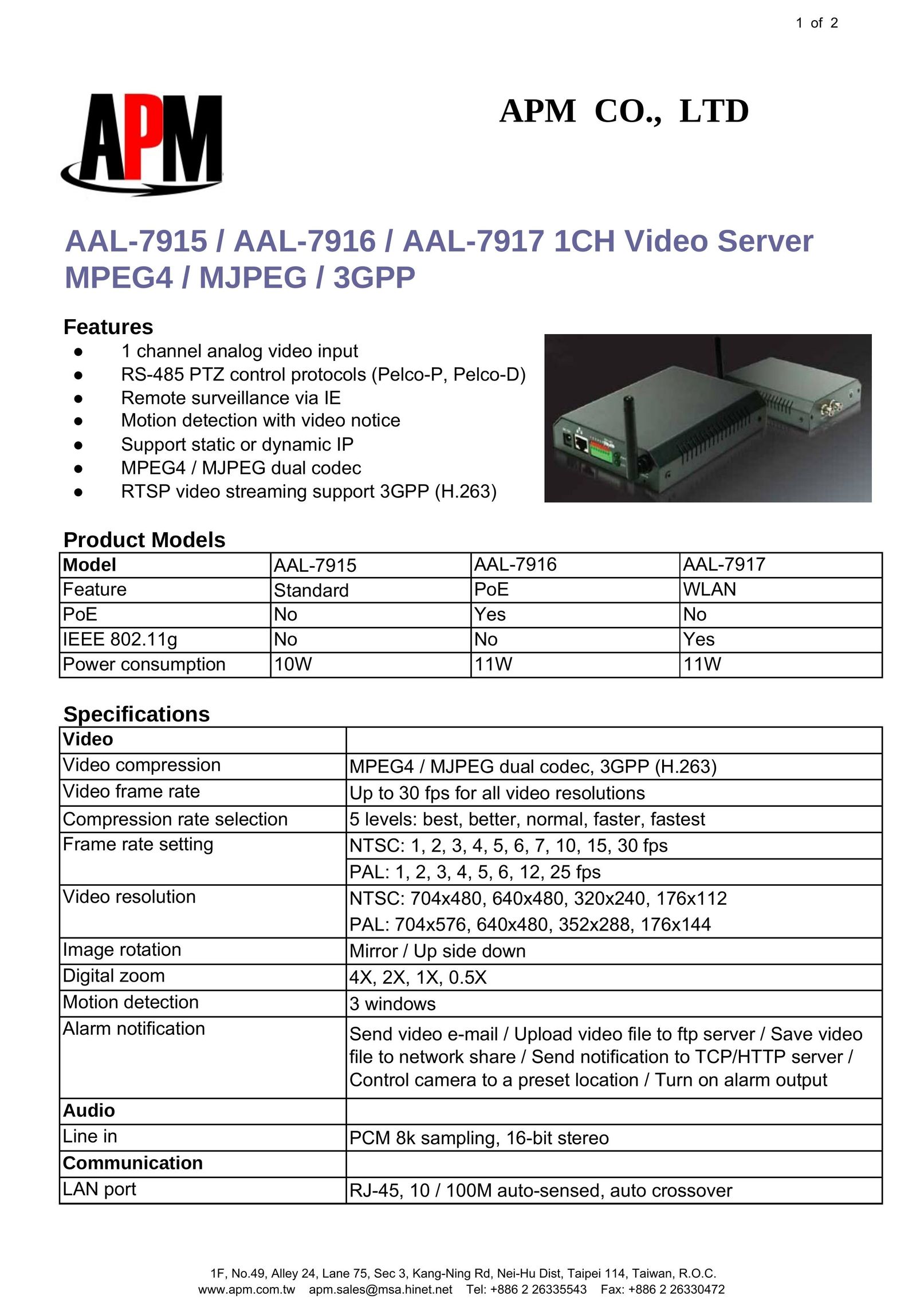APM AAL-7915 Home Theater Server User Manual
