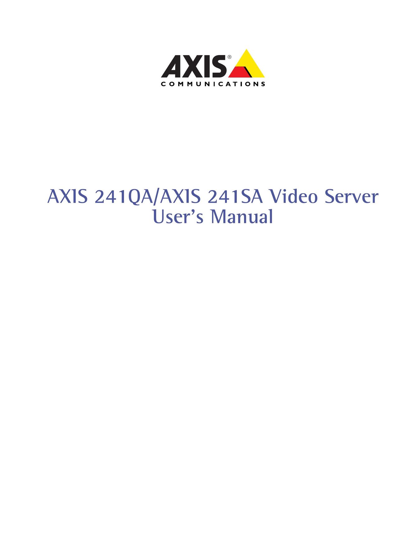 Axis Communications 241SA Home Theater Server User Manual