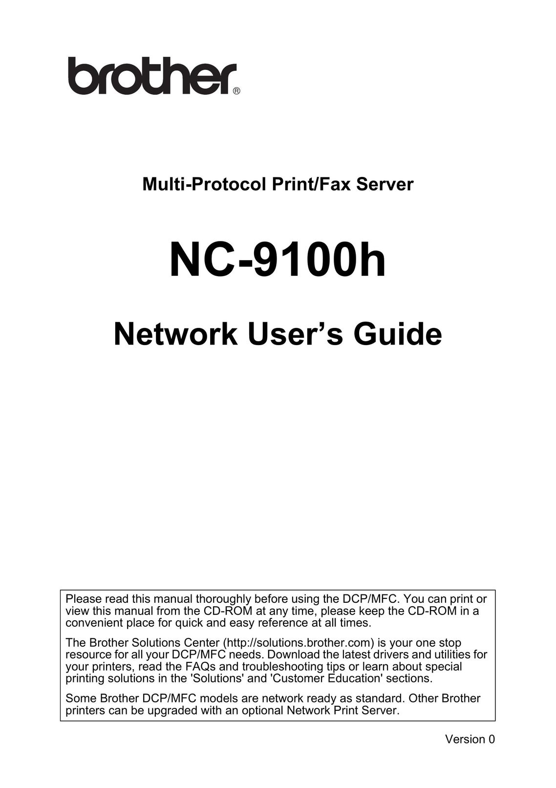 Brother NC-9100h Home Theater Server User Manual