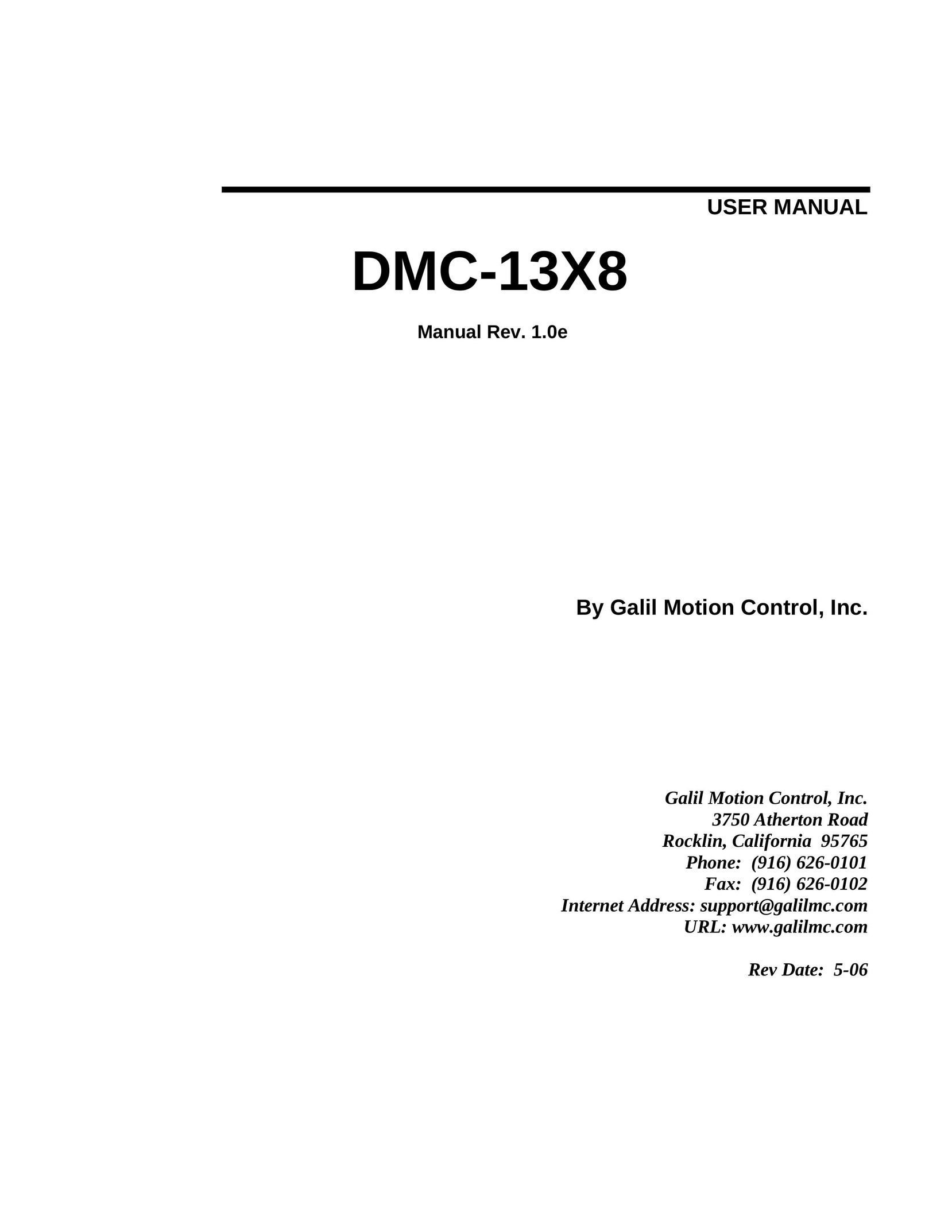 Galil DMC-13X8 Home Theater Server User Manual