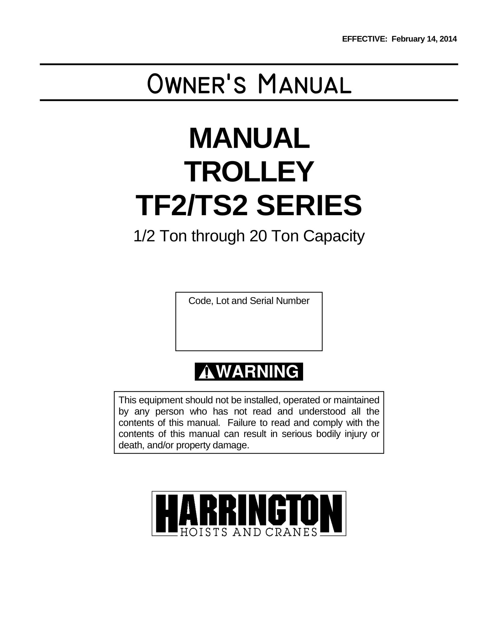Harrington Hoists TF2 Home Theater Server User Manual