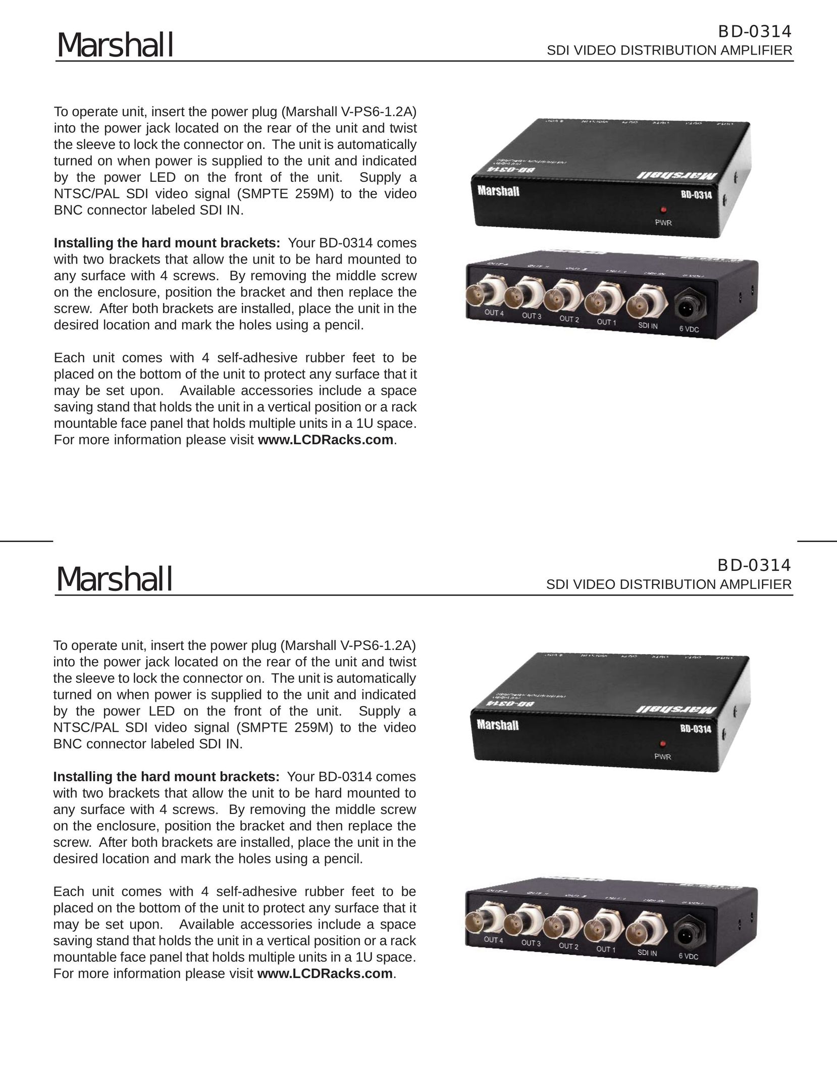 Marshall Amplification BD-0314 Home Theater Server User Manual