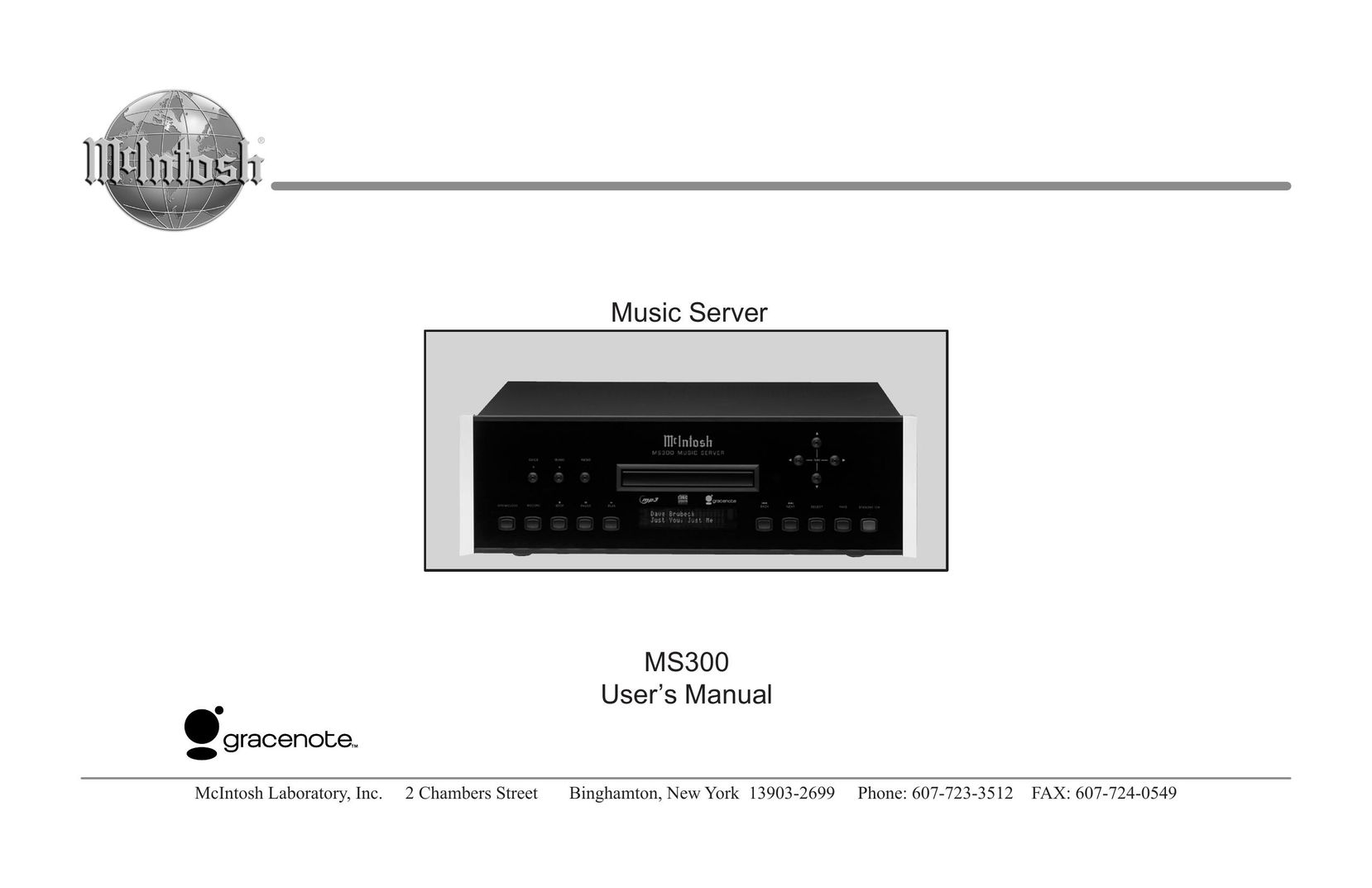 McIntosh MS300 Home Theater Server User Manual