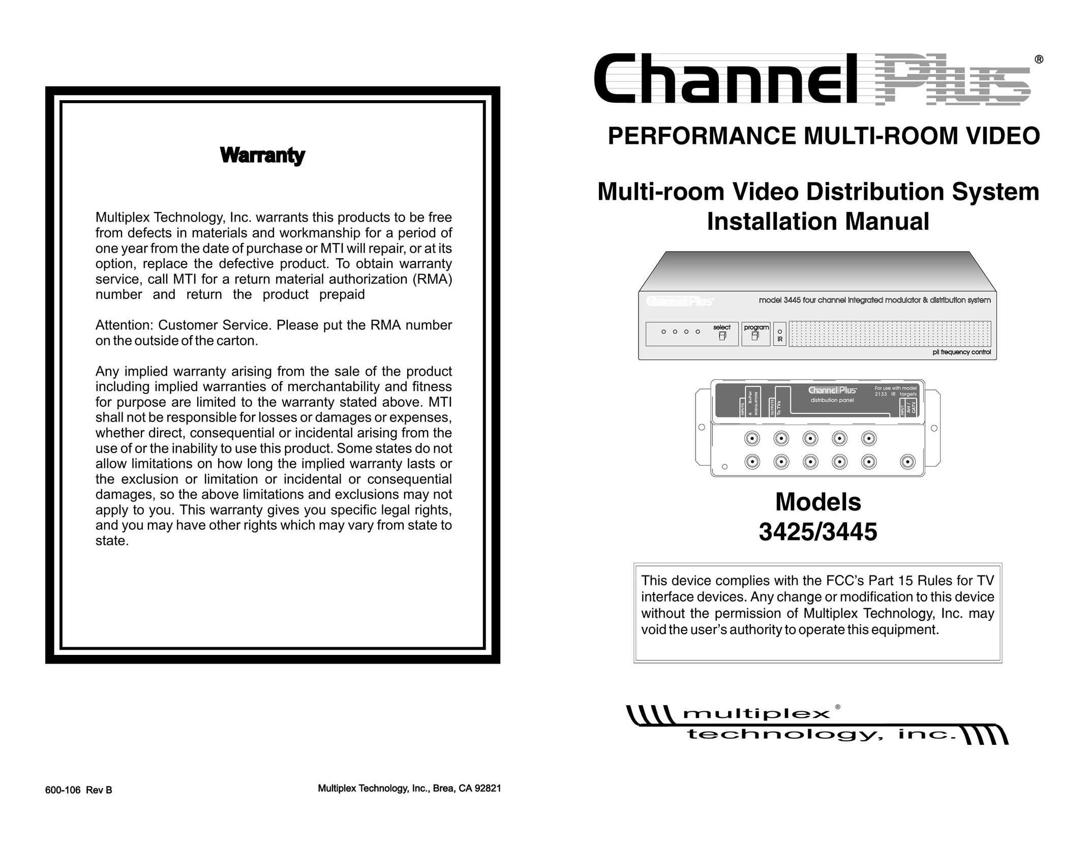 Multiplex Technology 3445 Home Theater Server User Manual