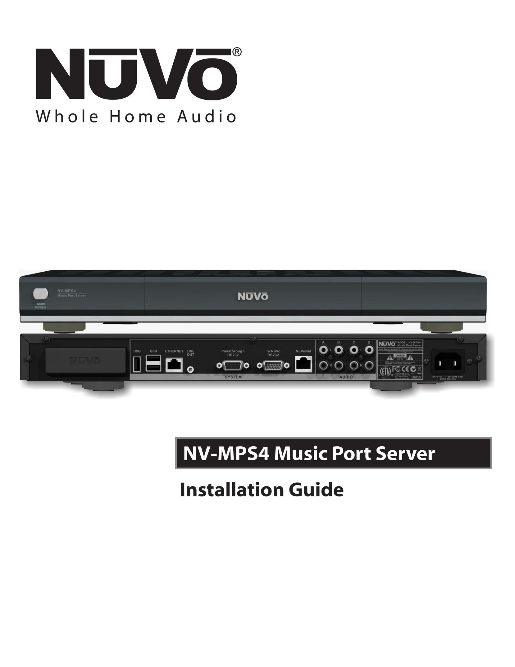 Nuvo NV-MPS4 Home Theater Server User Manual