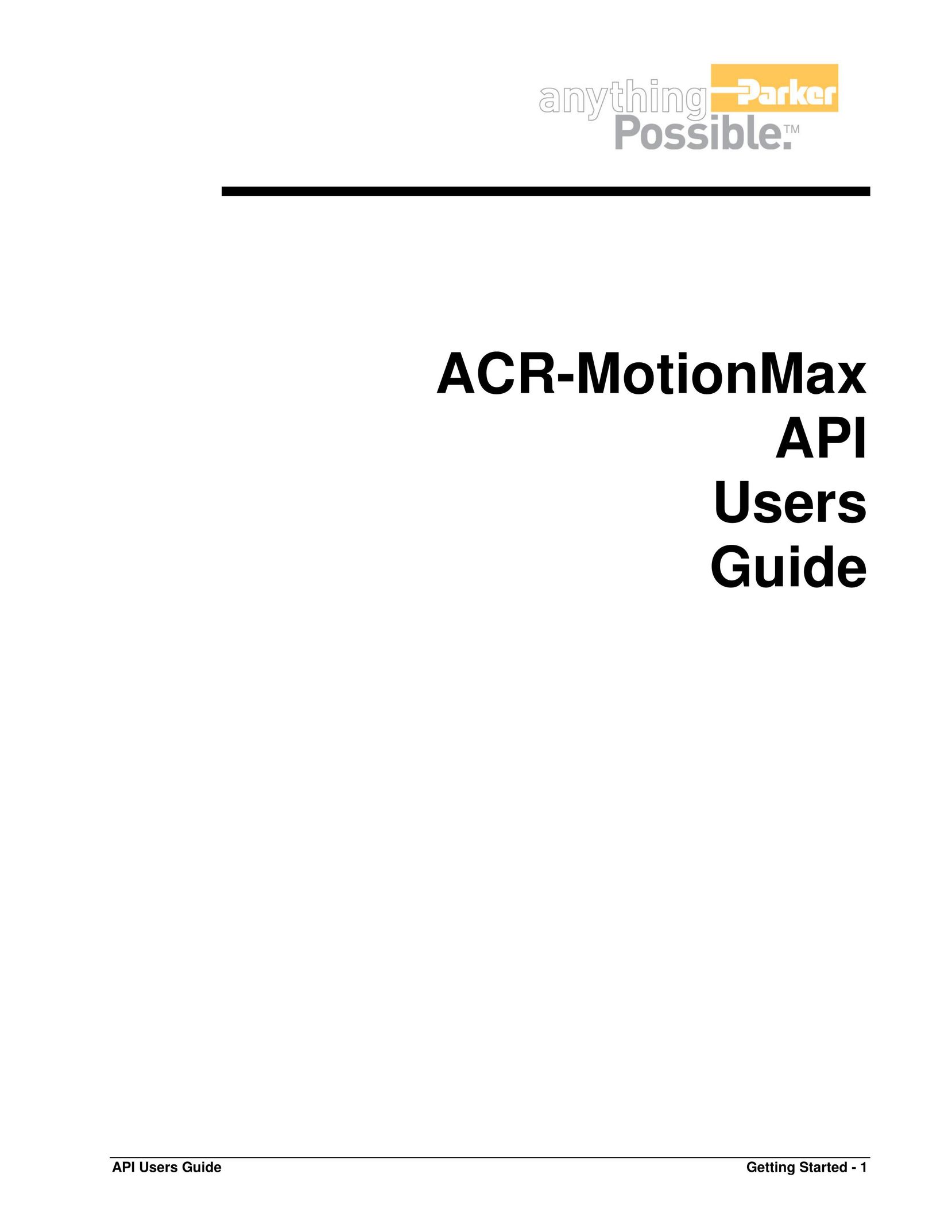 Parker Hannifin acr-motion max api users guide Home Theater Server User Manual