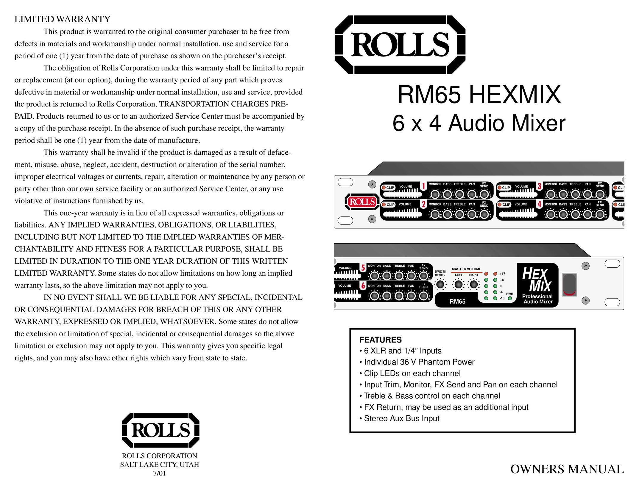 Rolls RM65 Home Theater Server User Manual