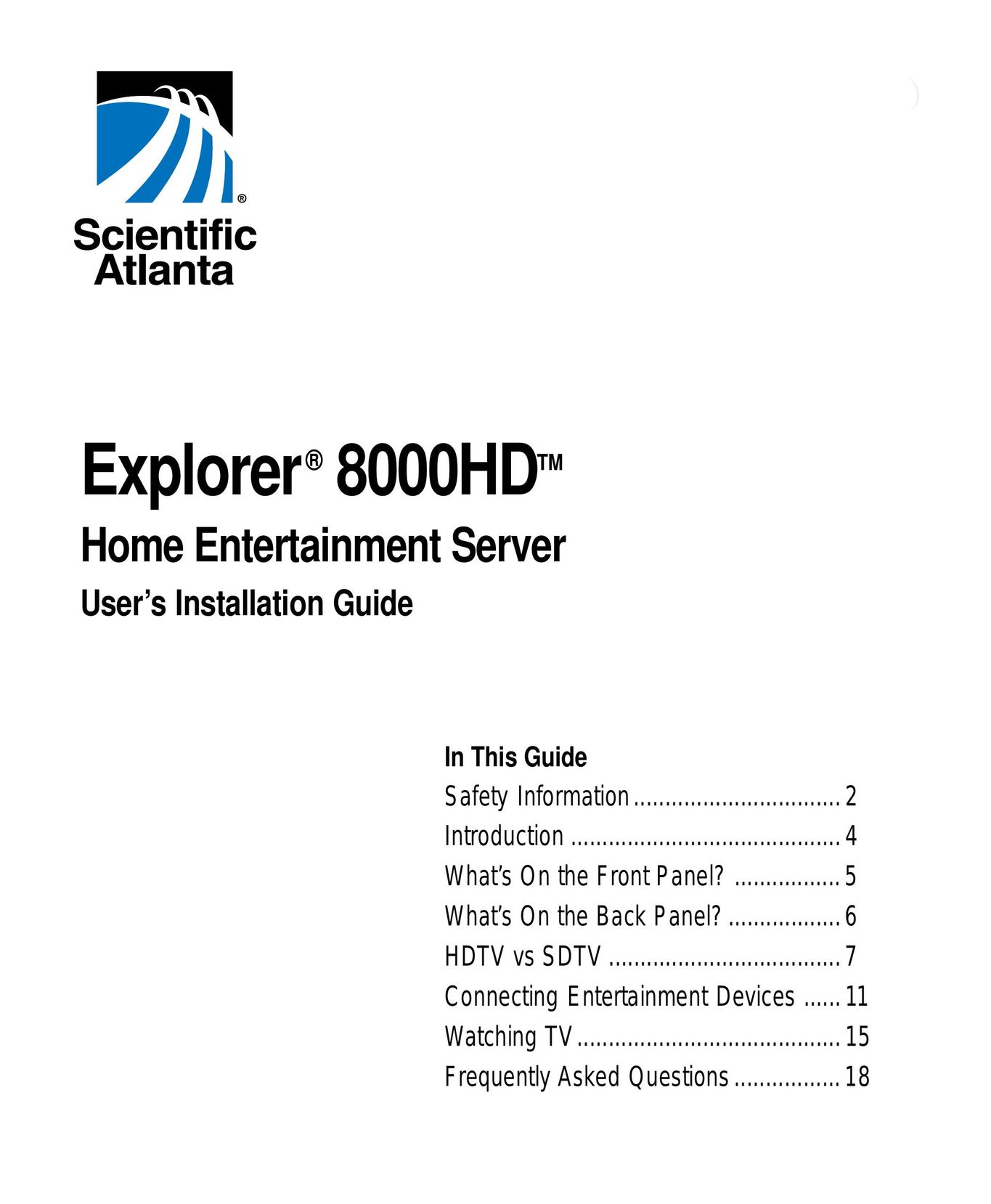 Scientific Atlanta 8000HD Home Theater Server User Manual
