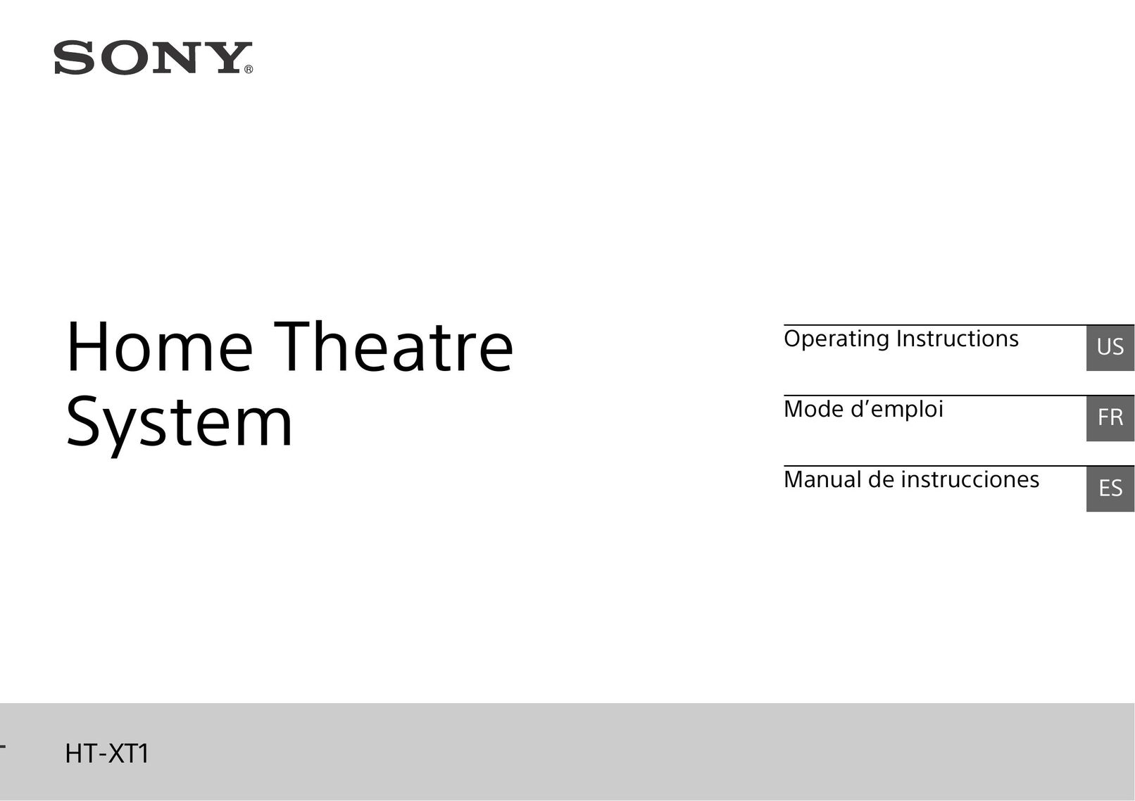Sony HT-XT1 Home Theater Server User Manual