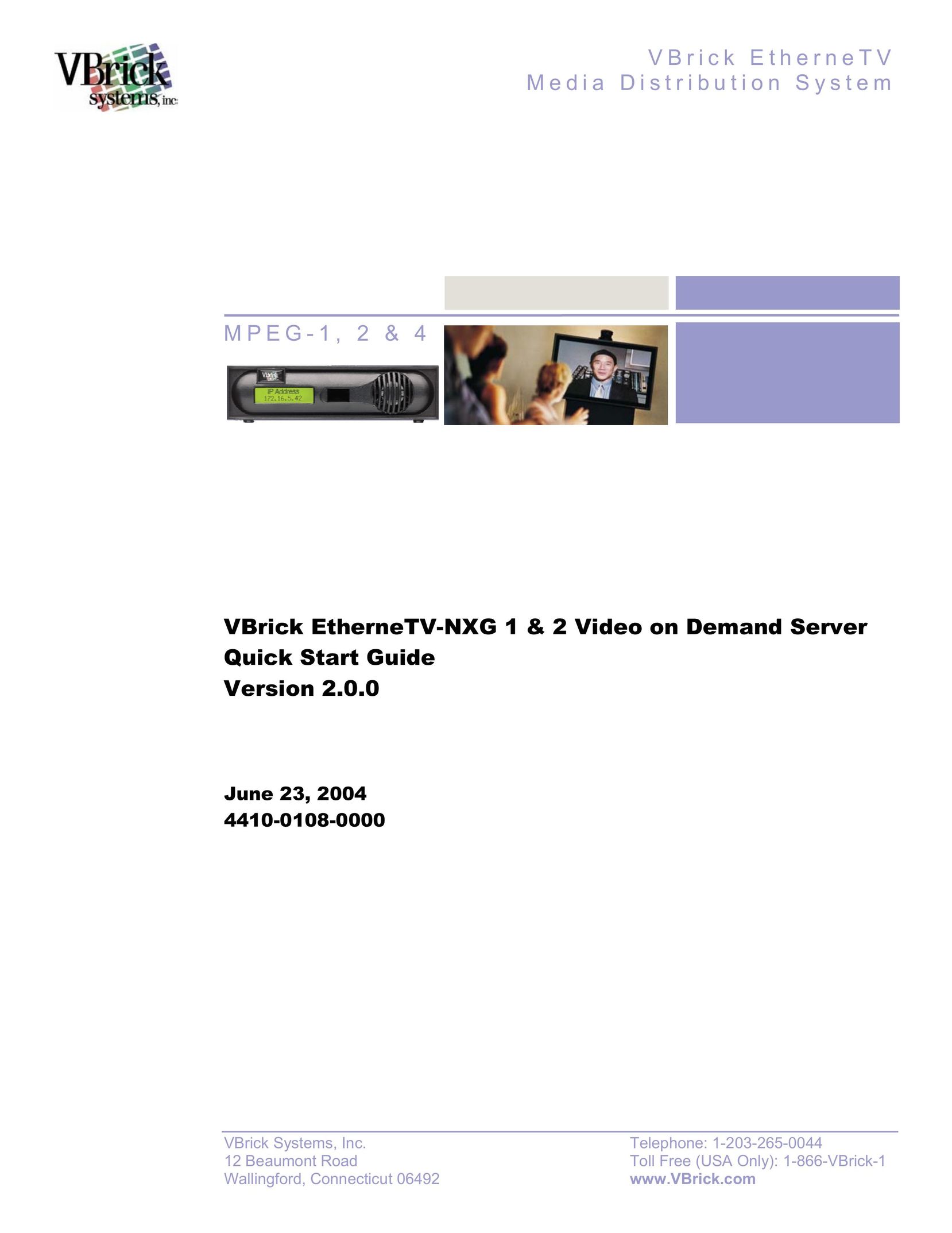 VBrick Systems EtherneTV-NXG 1 Home Theater Server User Manual