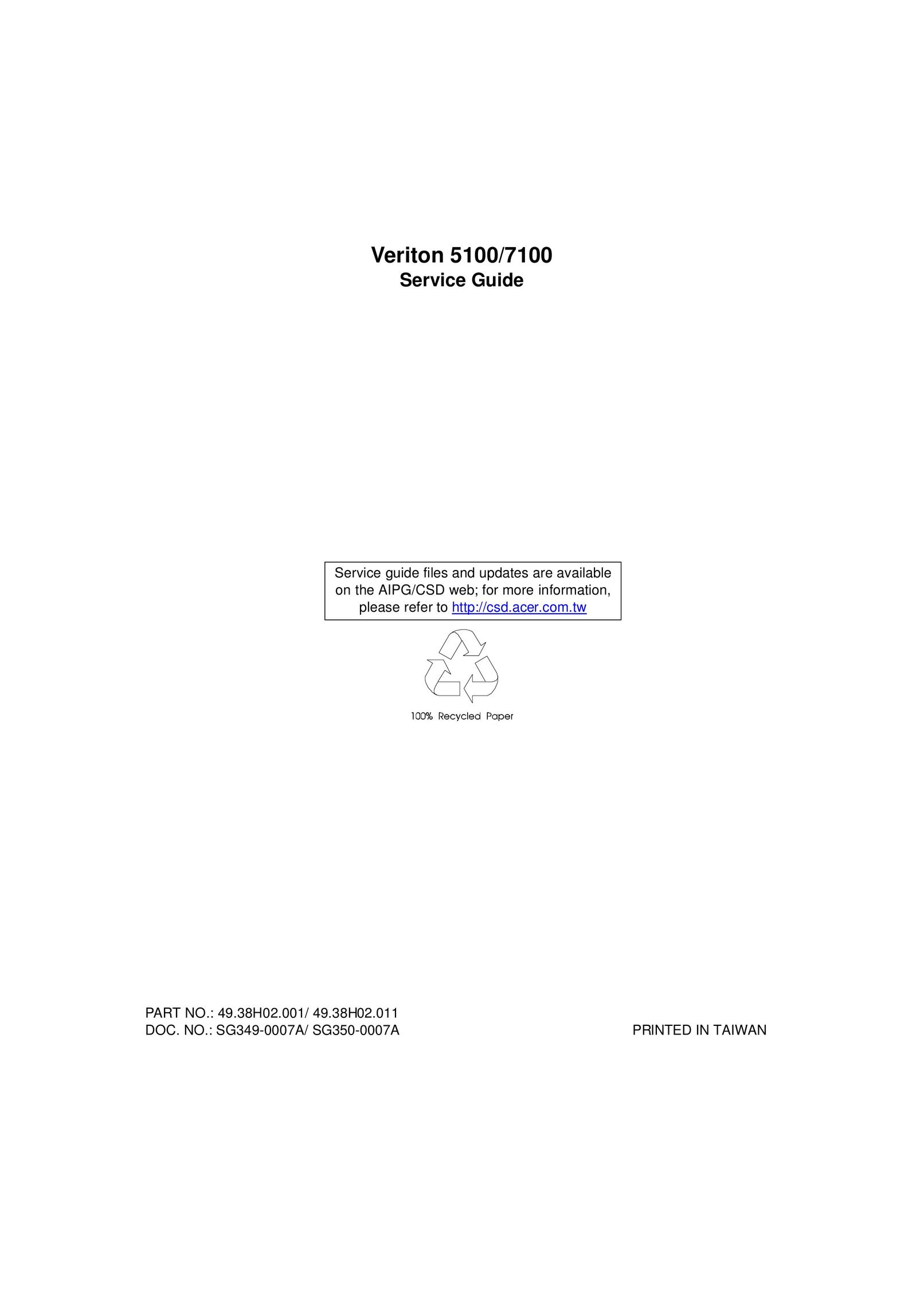 Acer 5100 Projection Television User Manual