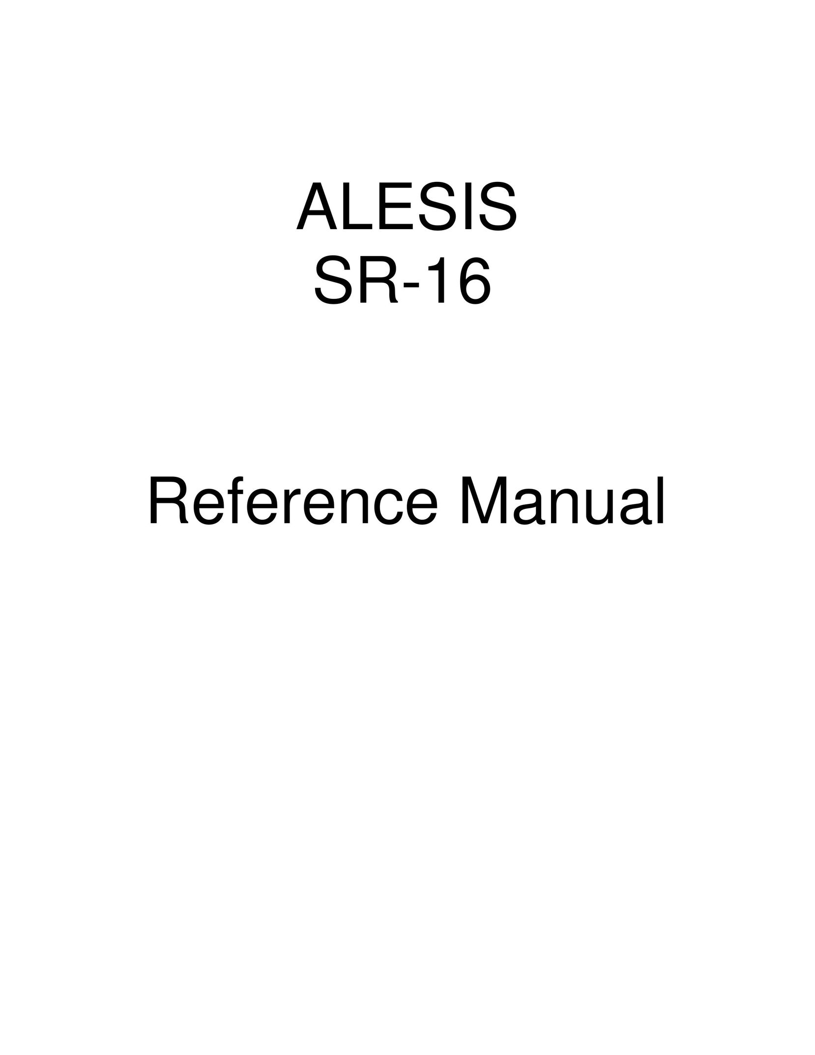Alesis SR-16 Projection Television User Manual