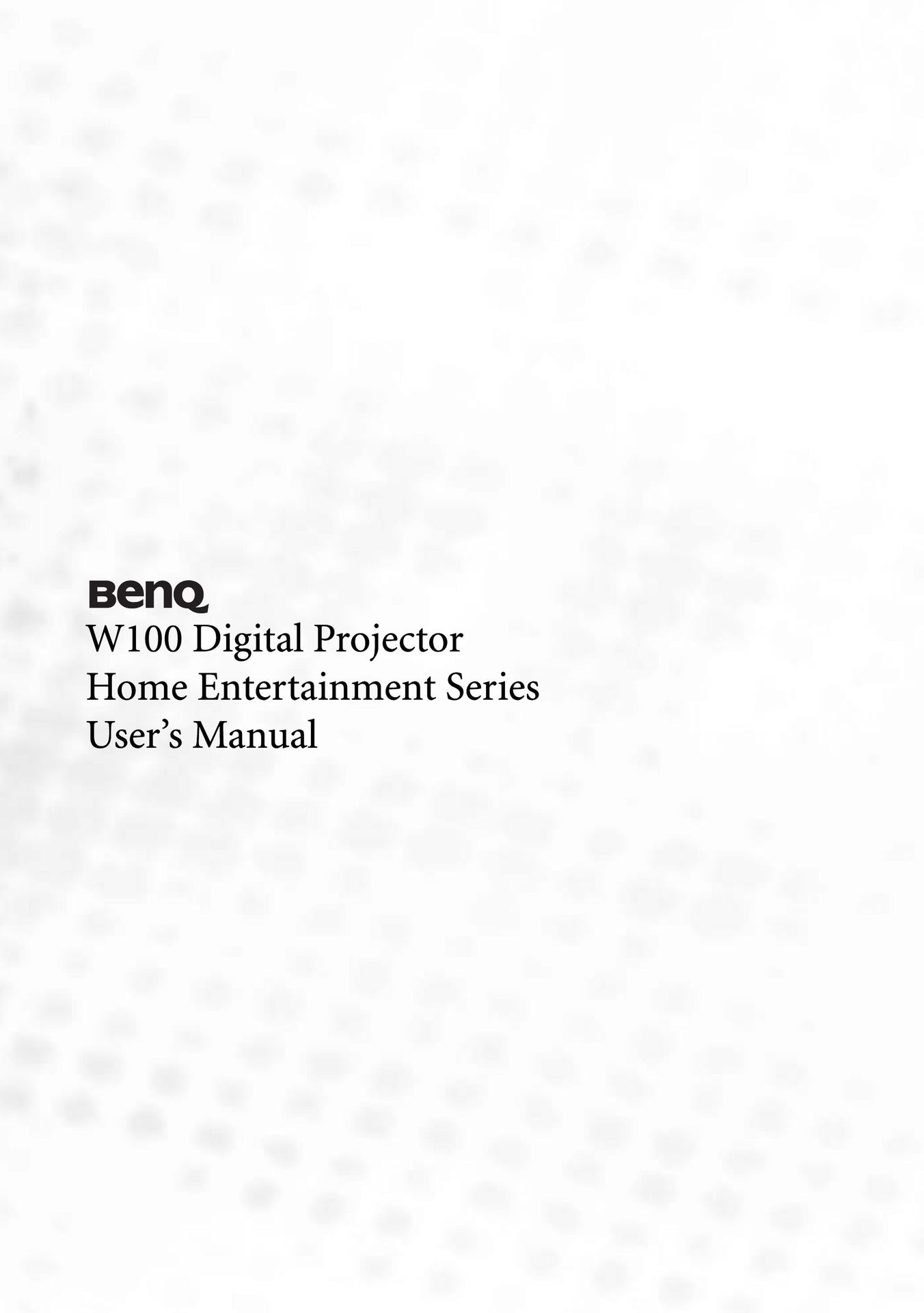 BenQ W100 Projection Television User Manual