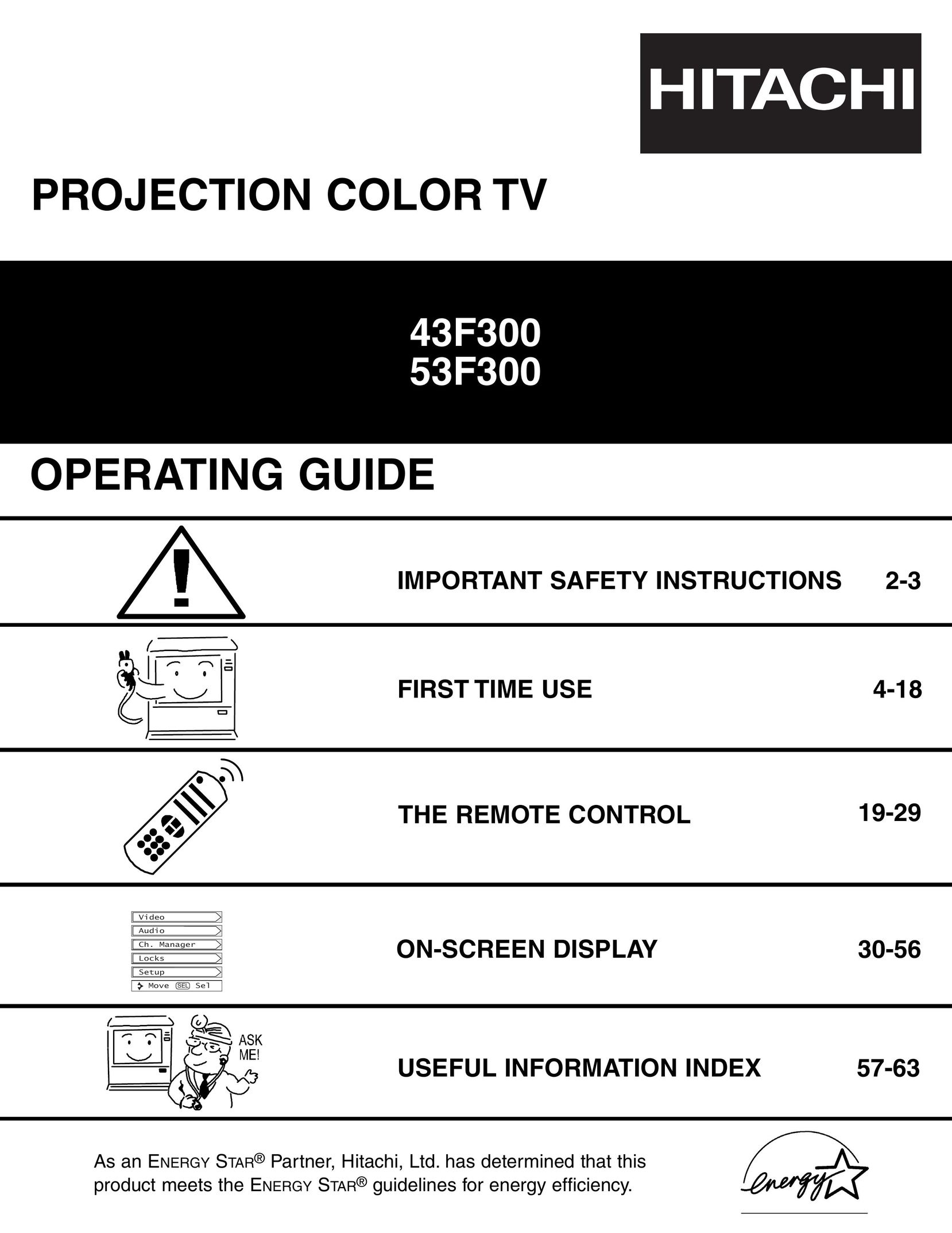 Hitachi 43F300 Projection Television User Manual
