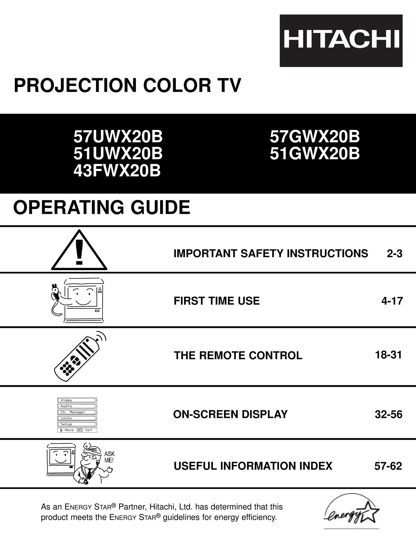 Hitachi 43FWX20B Projection Television User Manual