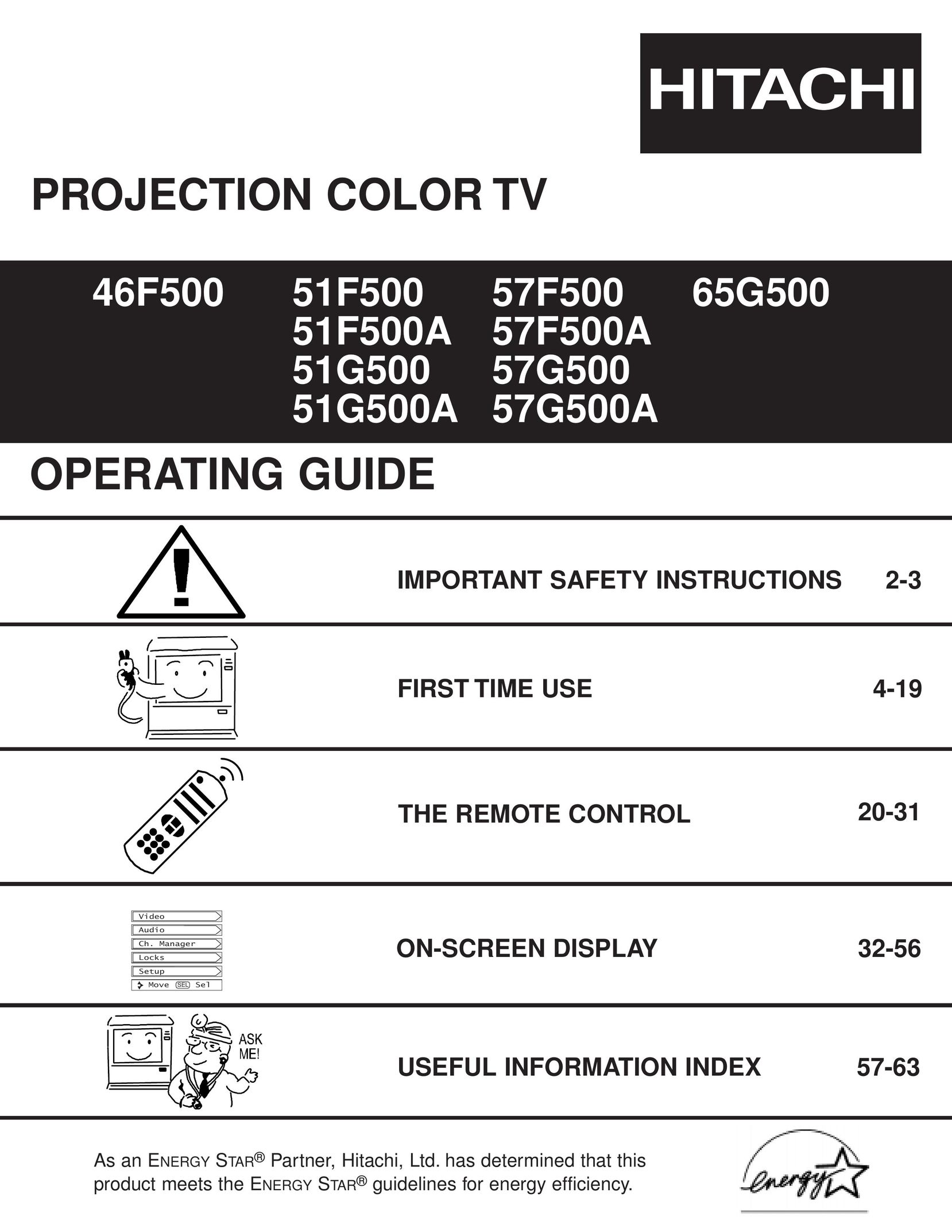 Hitachi 46F500 Projection Television User Manual