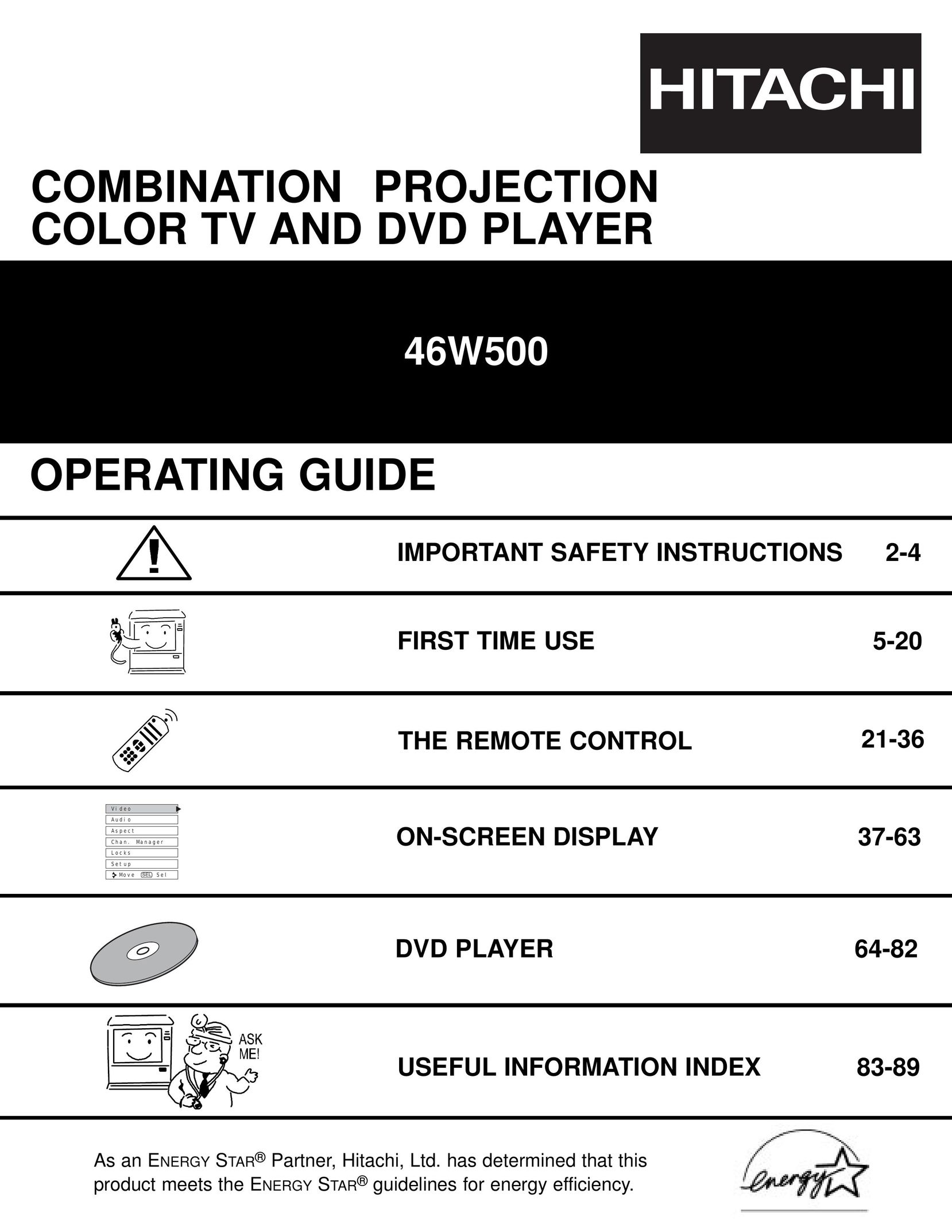 Hitachi 46W500 Projection Television User Manual