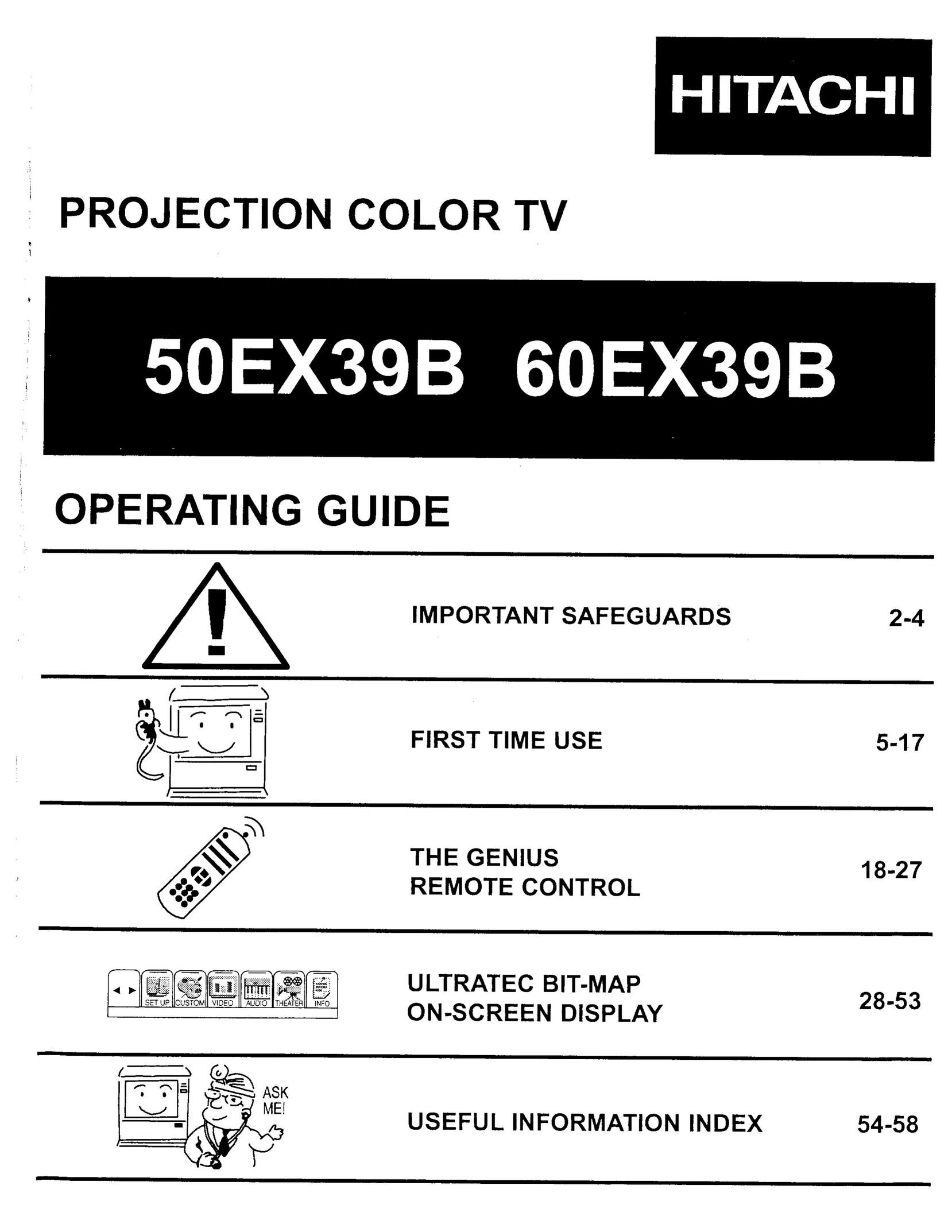 Hitachi 50EX39B Projection Television User Manual