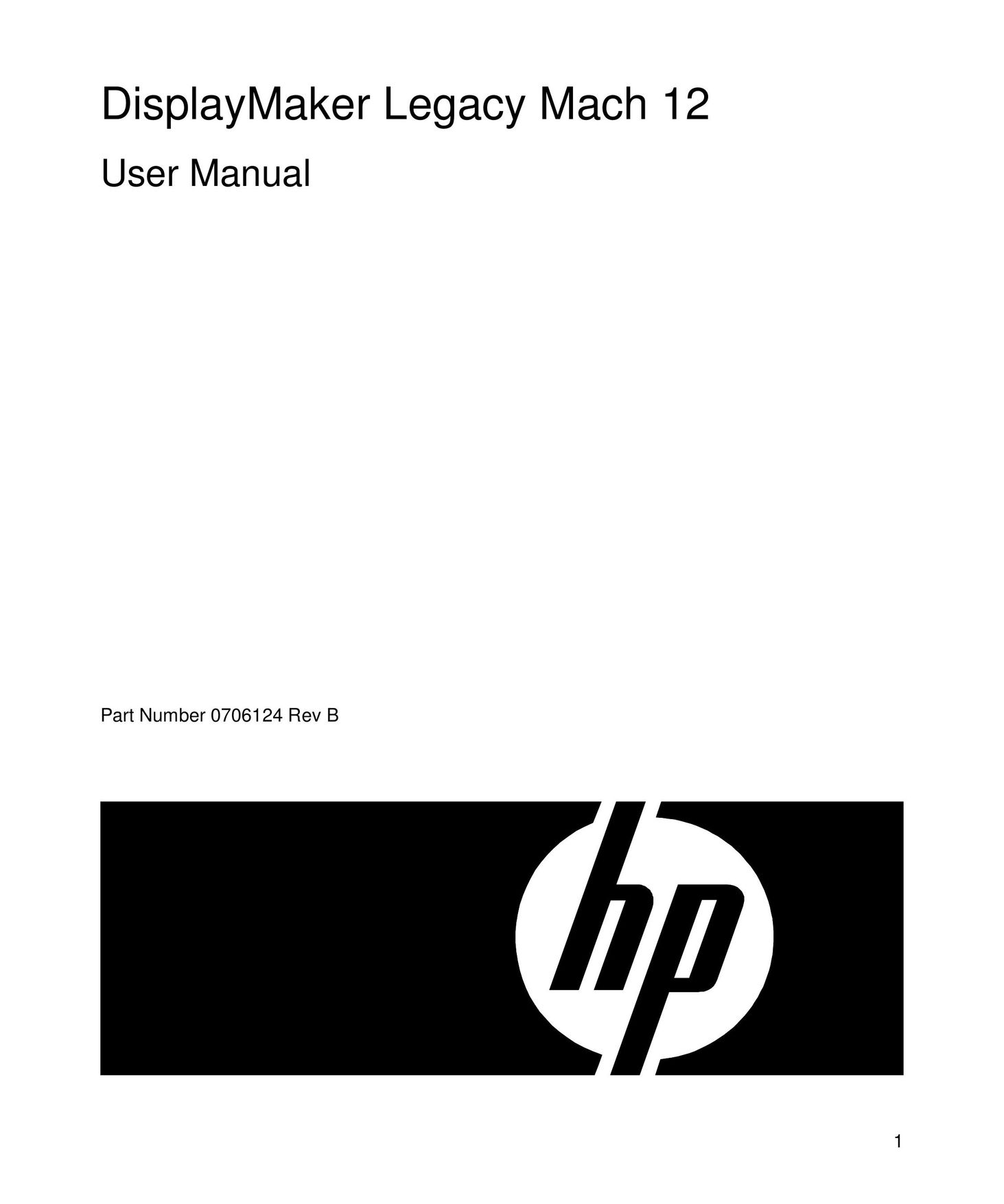 HP (Hewlett-Packard) 0706124 REV B Projection Television User Manual