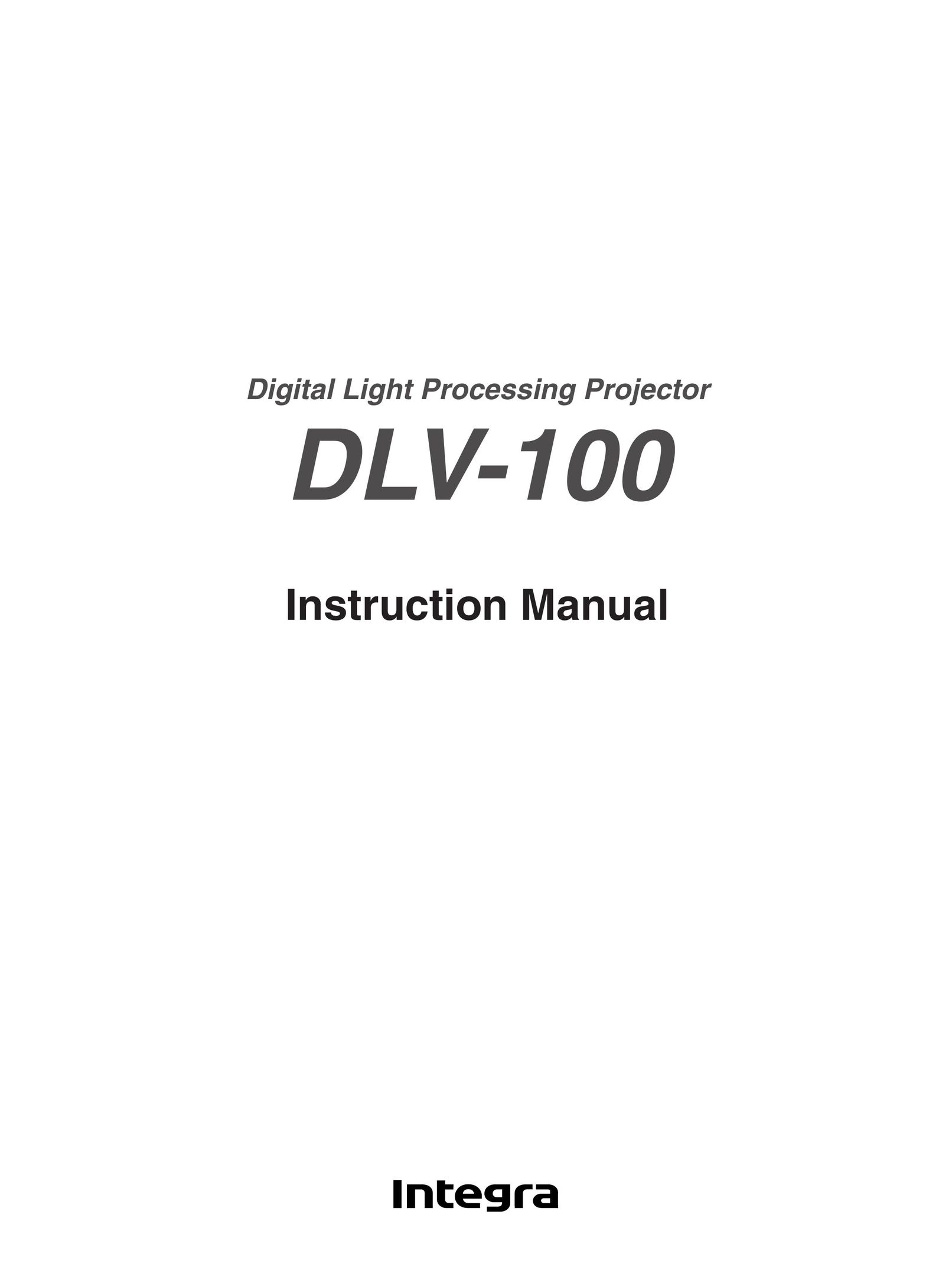Integra DLV-100 Projection Television User Manual