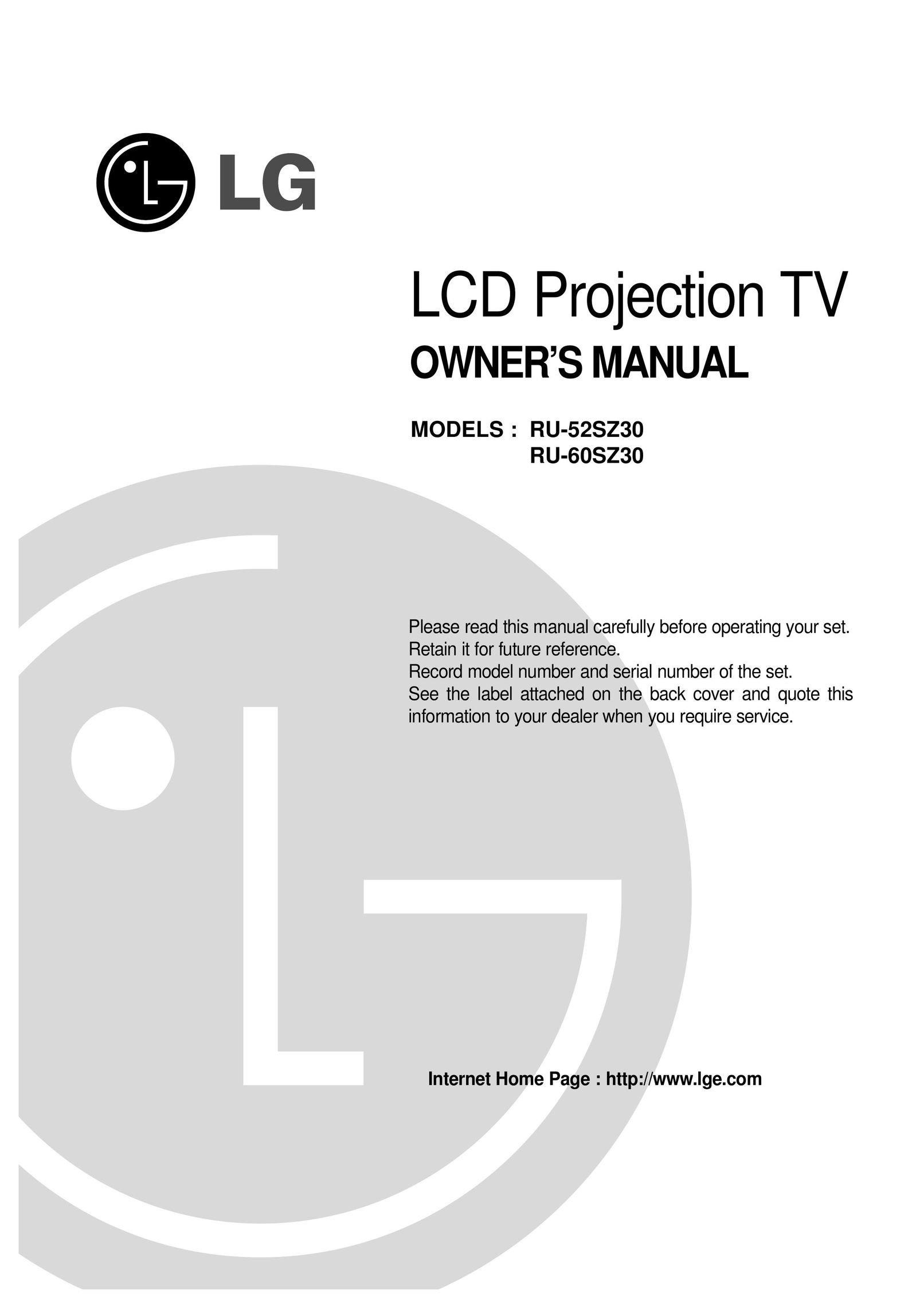 LG Electronics RU-60SZ30 Projection Television User Manual