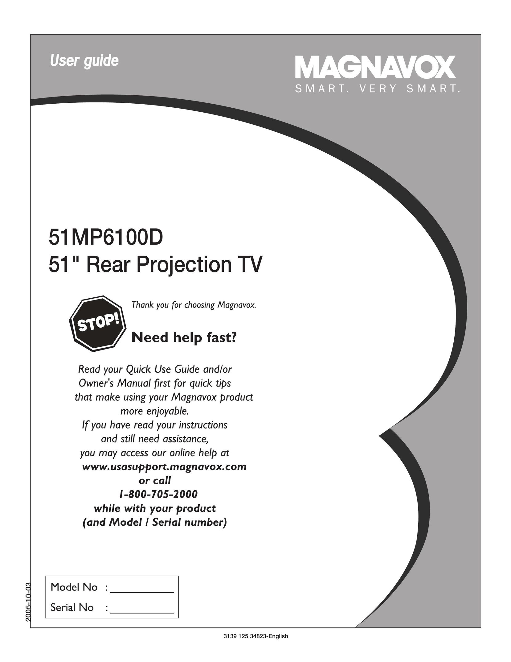 Magnavox 51MP6100Ds Projection Television User Manual