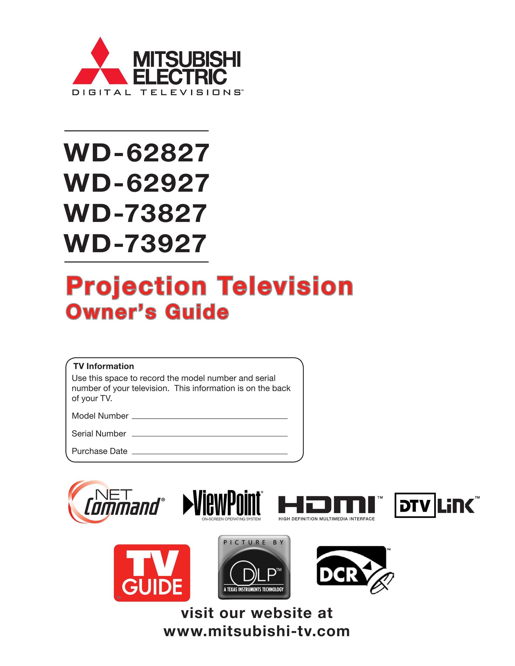 Mitsubishi Electronics TM WD-62827 Projection Television User Manual