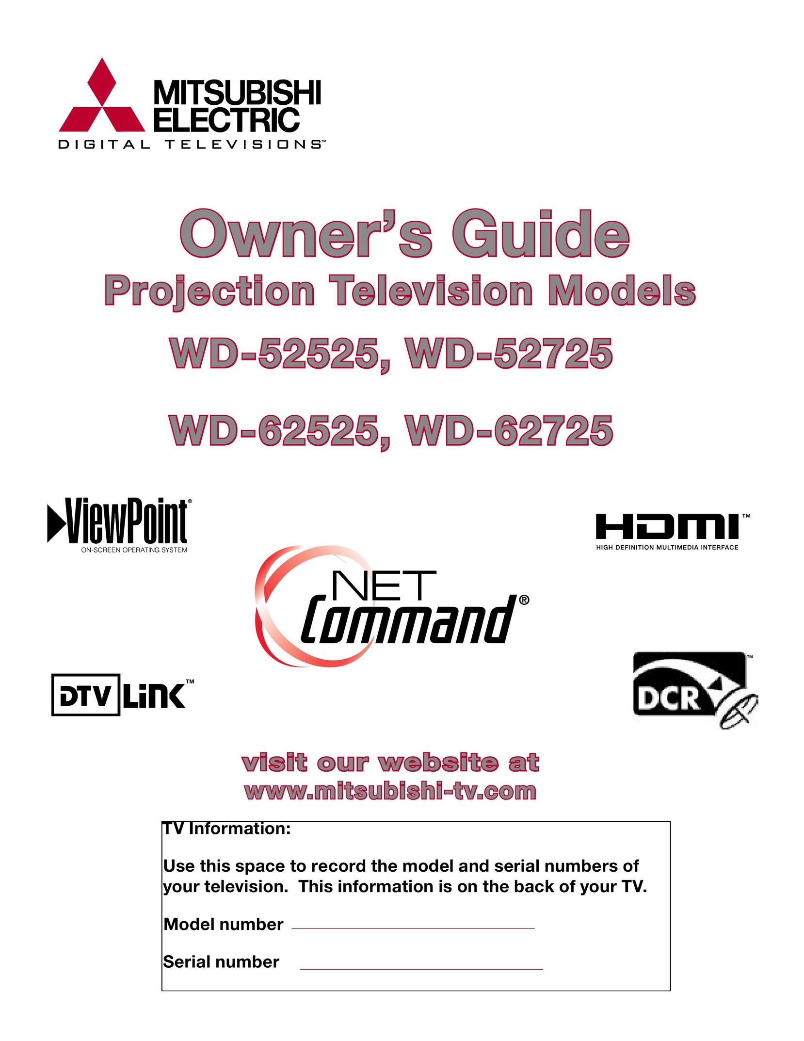 Mitsubishi Electronics WD-52525 Projection Television User Manual