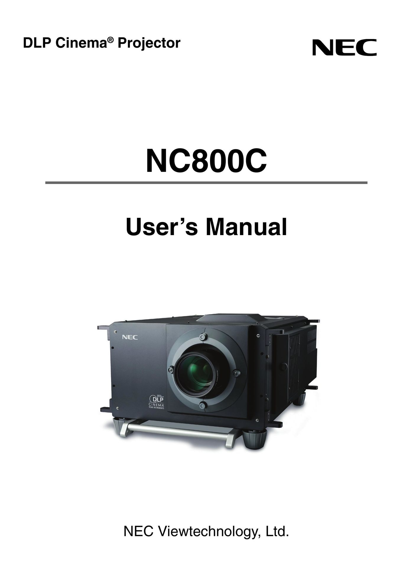 NEC NC800C Projection Television User Manual