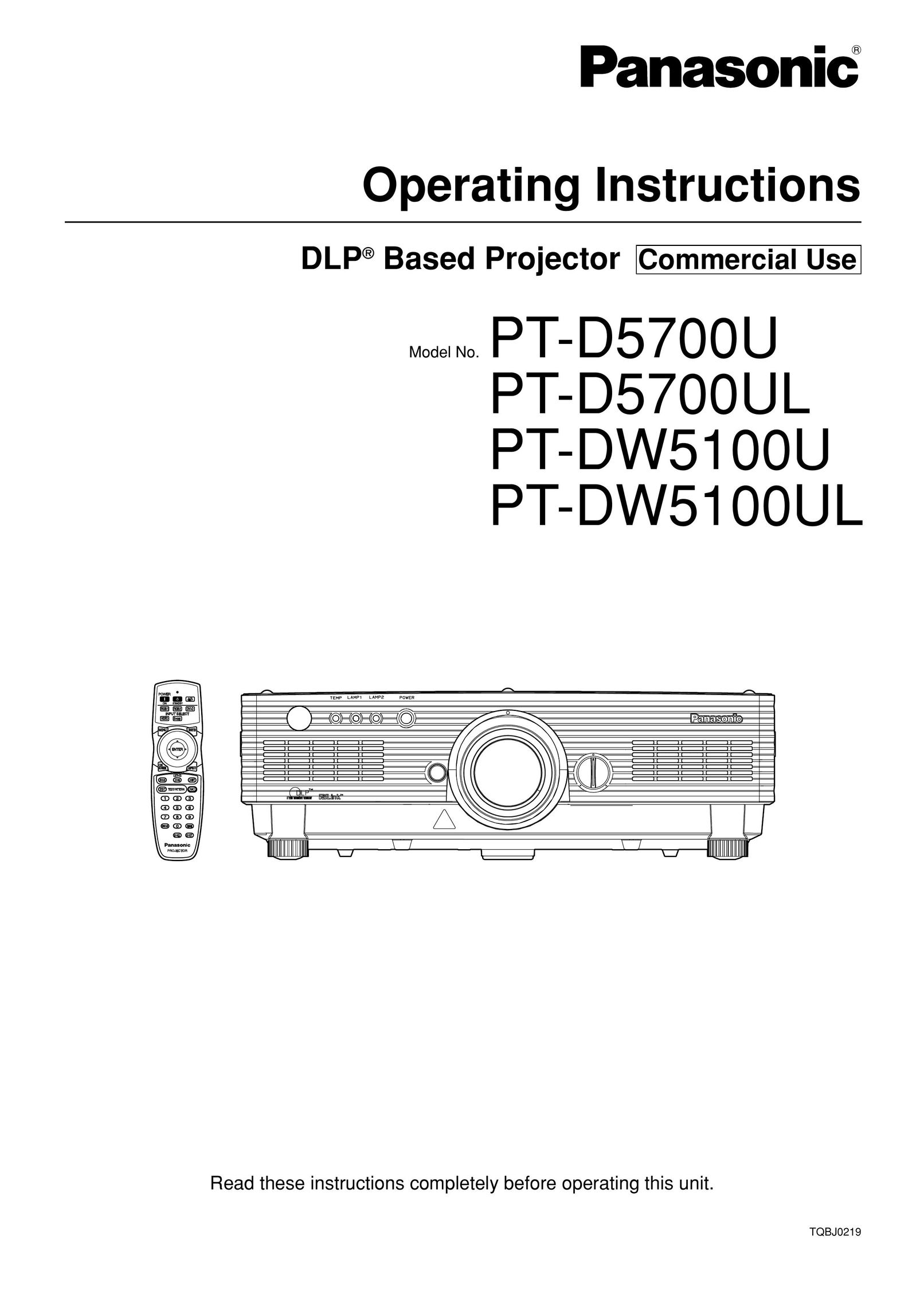 Panasonic DW5100UL Projection Television User Manual
