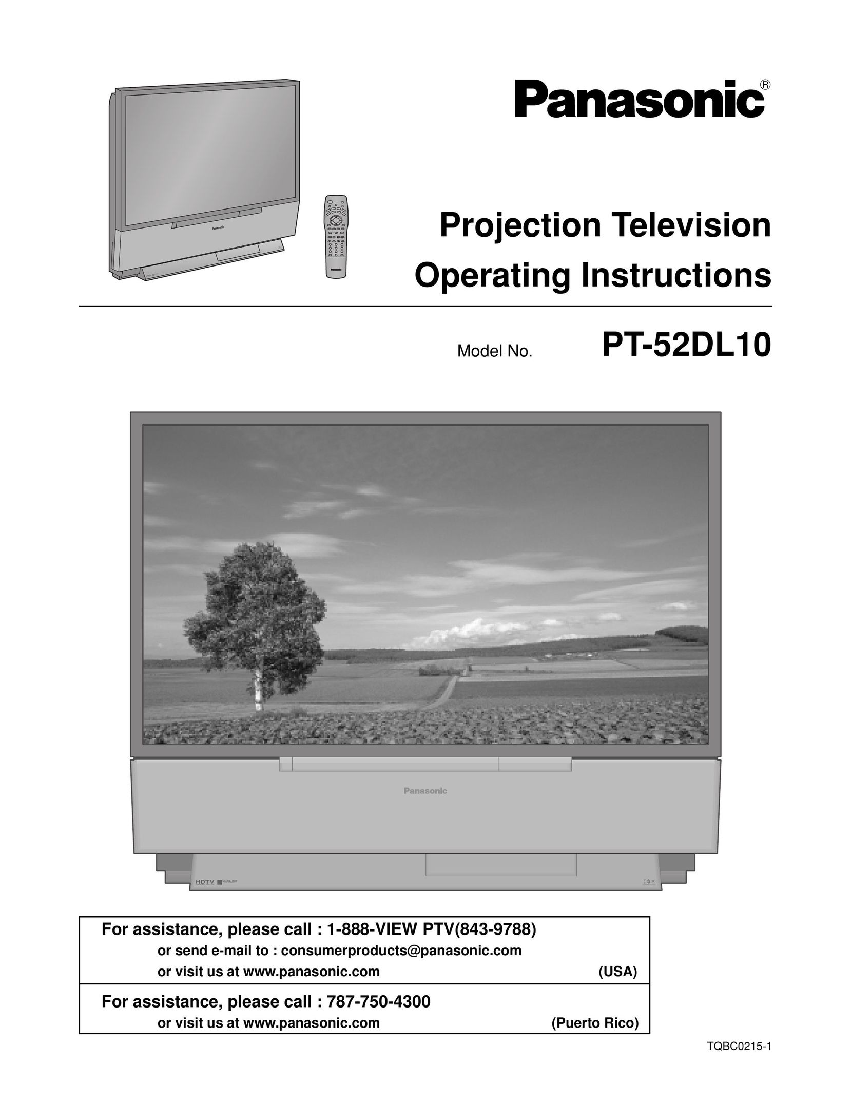Panasonic PT 52DL10 Projection Television User Manual