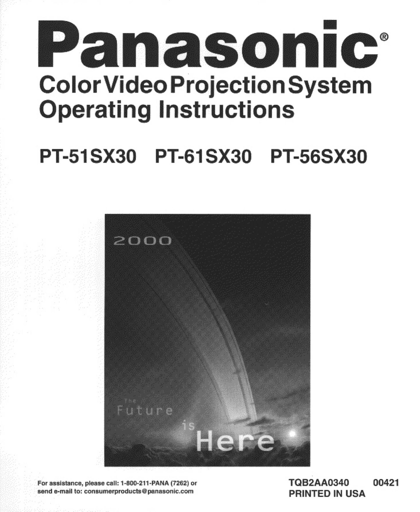 Panasonic PT 56SX30 Projection Television User Manual