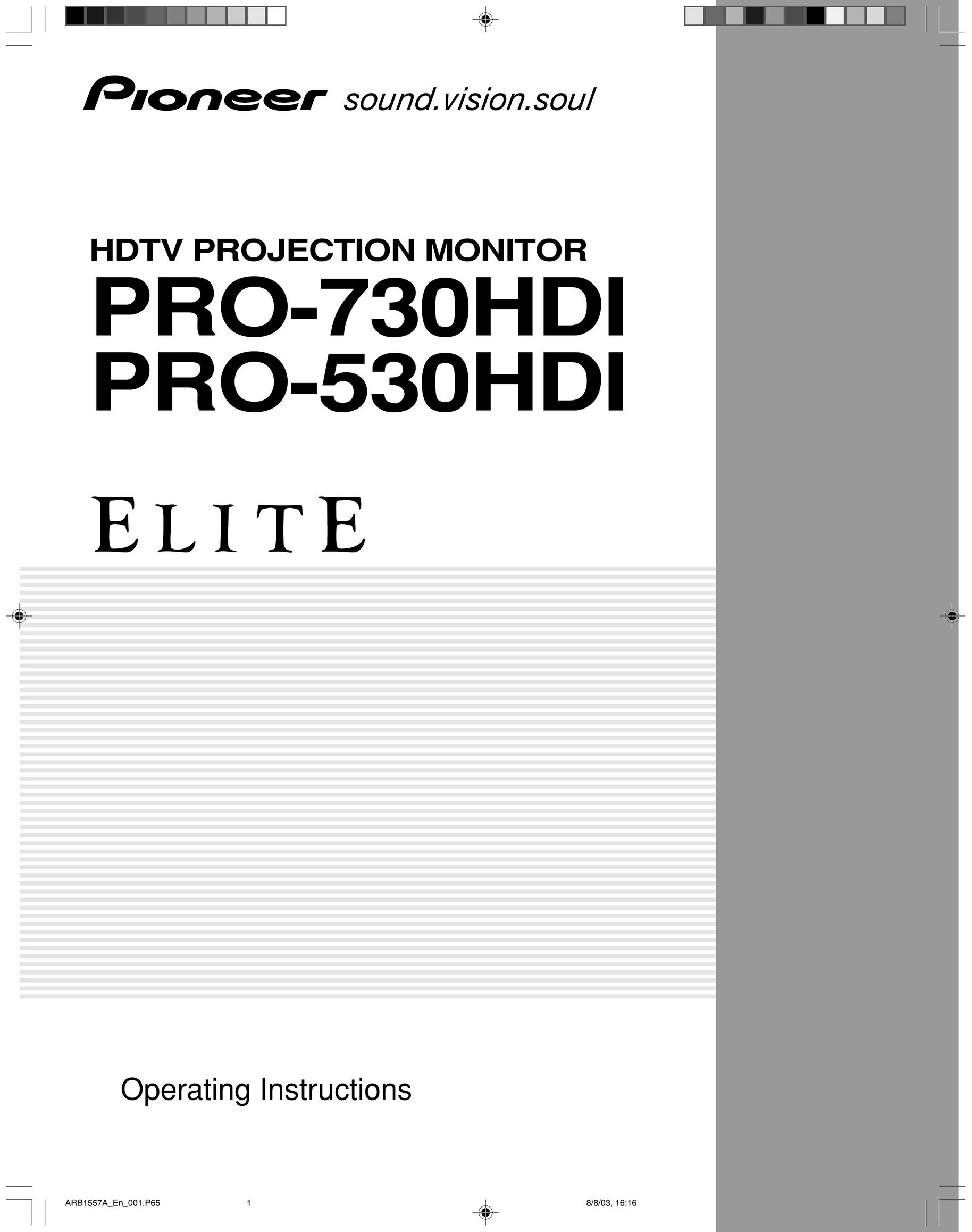 Pioneer PRO-530HDI Projection Television User Manual